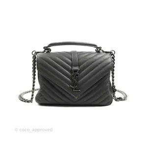 Saint Laurent Chevron Medium College Grey Chain Bag Ruthenium Hardware