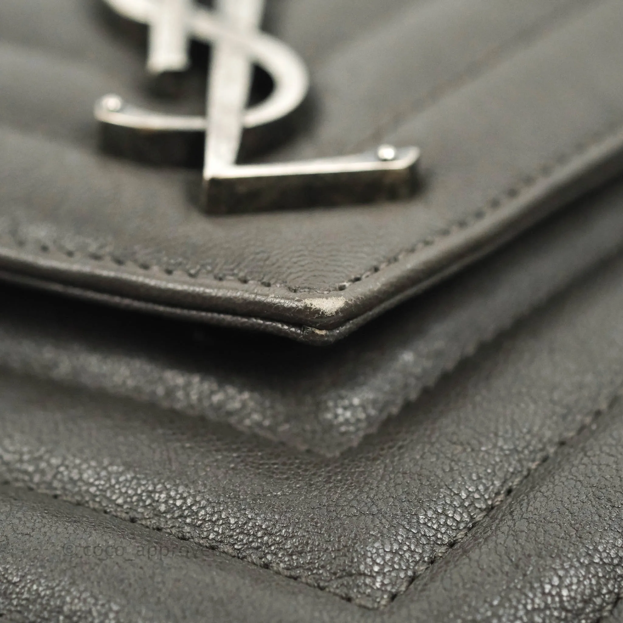Saint Laurent Chevron Medium College Grey Chain Bag Ruthenium Hardware