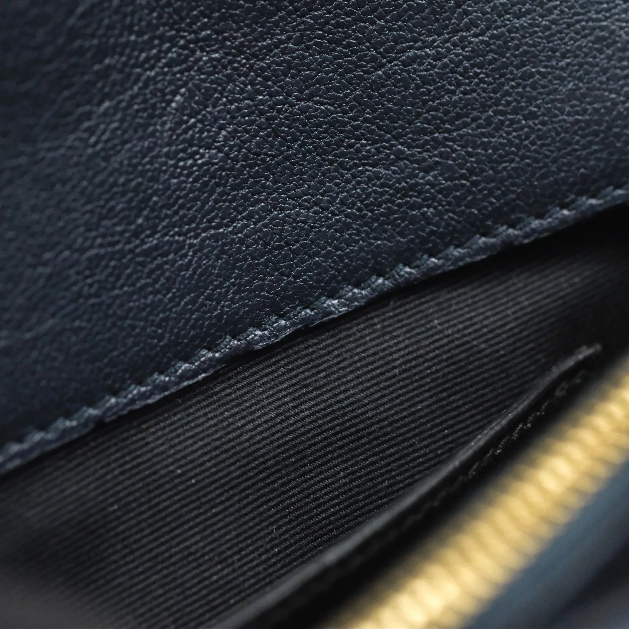 Saint Laurent Chevron Medium College Navy Chain Bag Gold Hardware