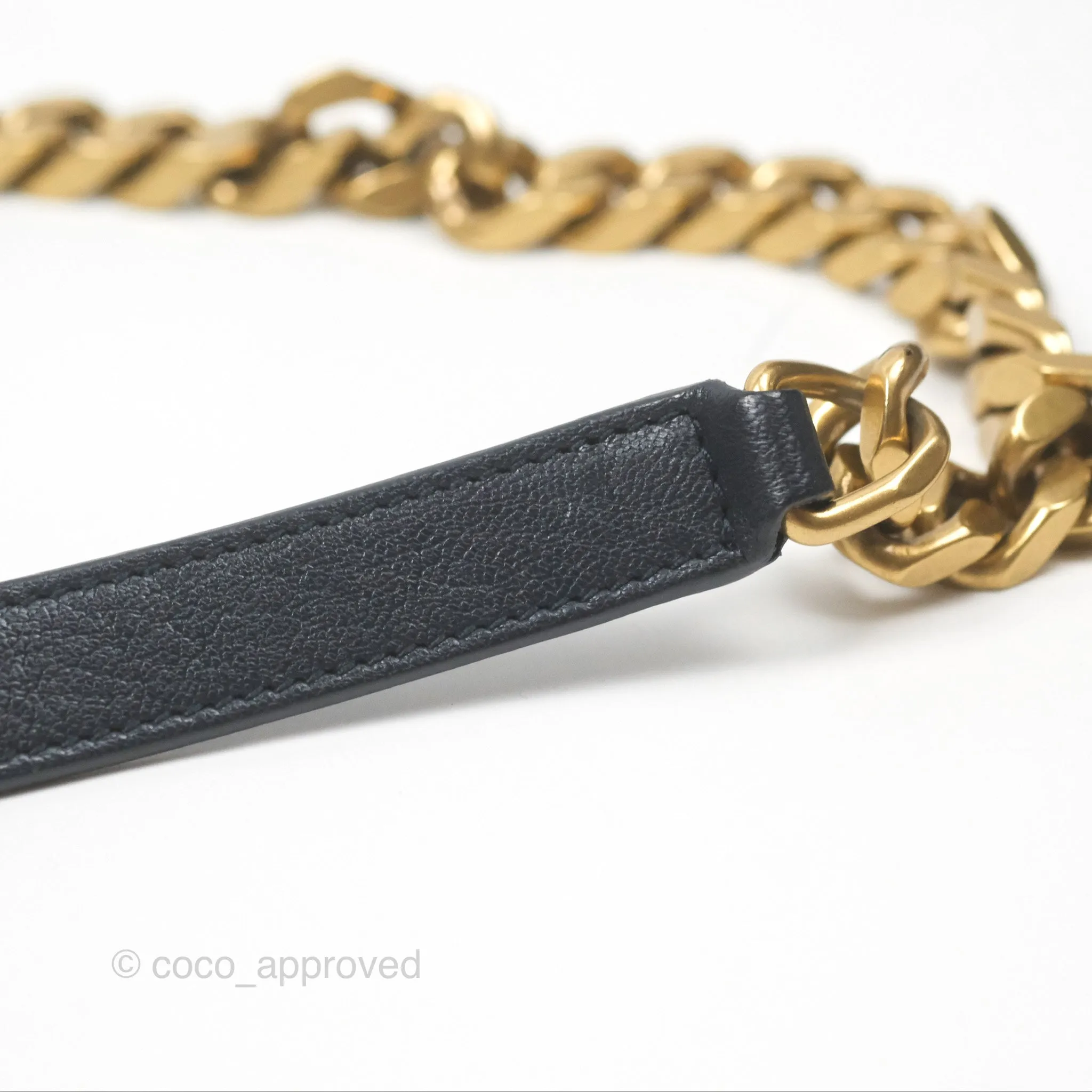 Saint Laurent Chevron Medium College Navy Chain Bag Gold Hardware