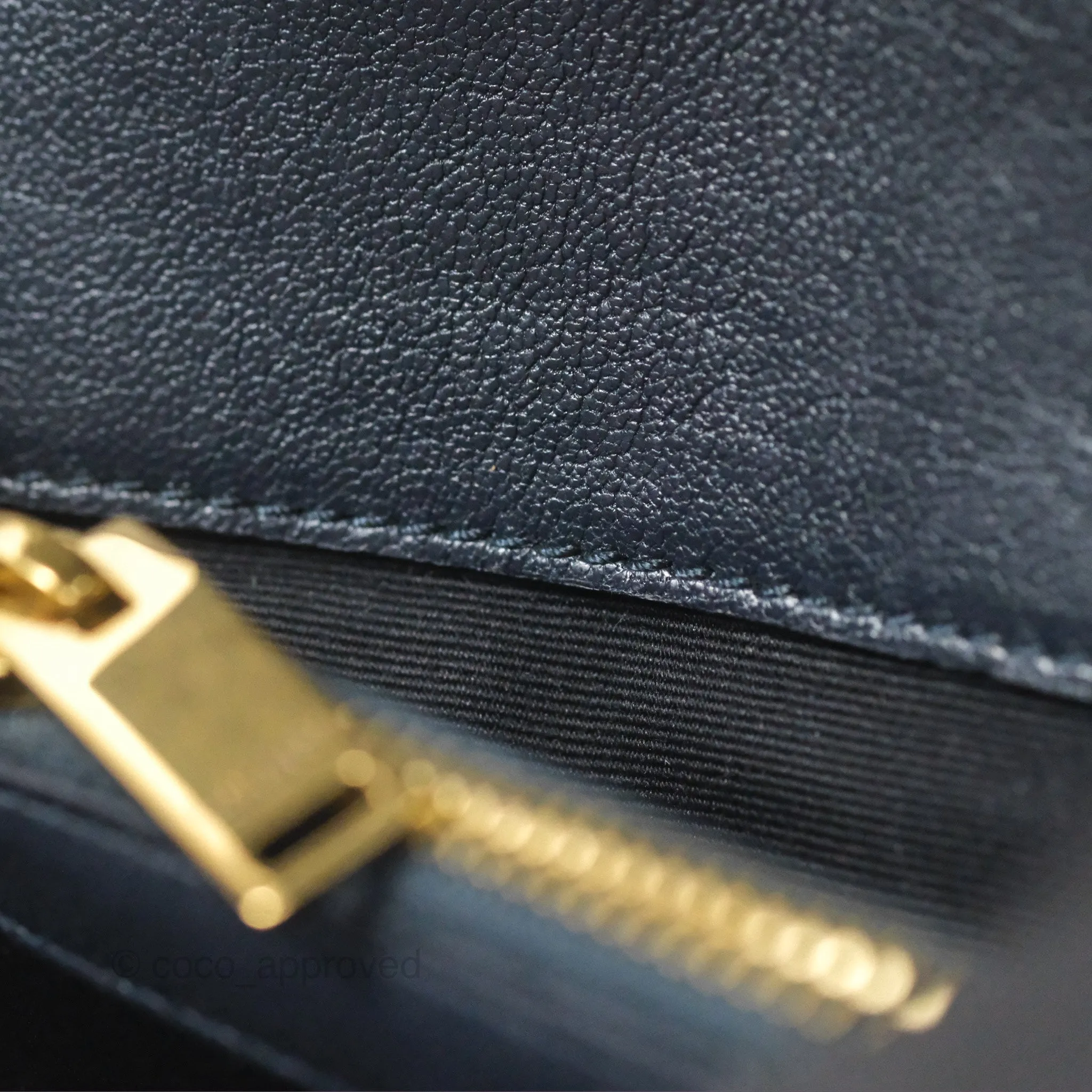 Saint Laurent Chevron Medium College Navy Chain Bag Gold Hardware