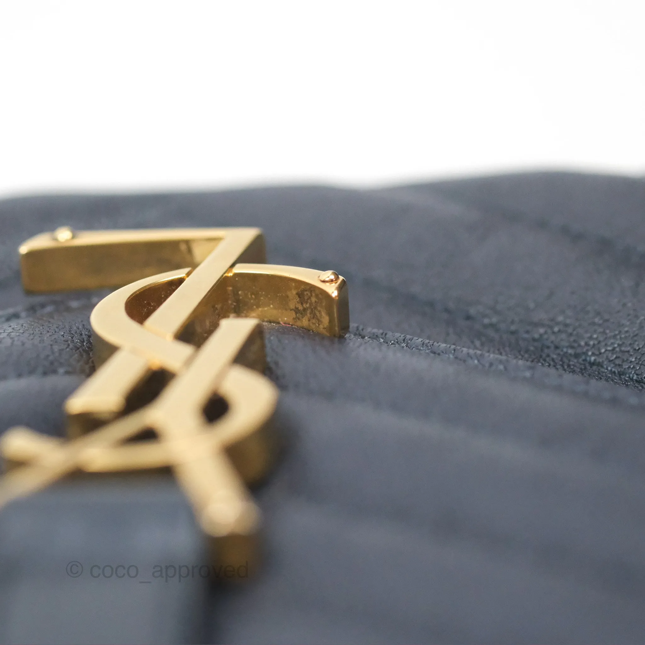 Saint Laurent Chevron Medium College Navy Chain Bag Gold Hardware