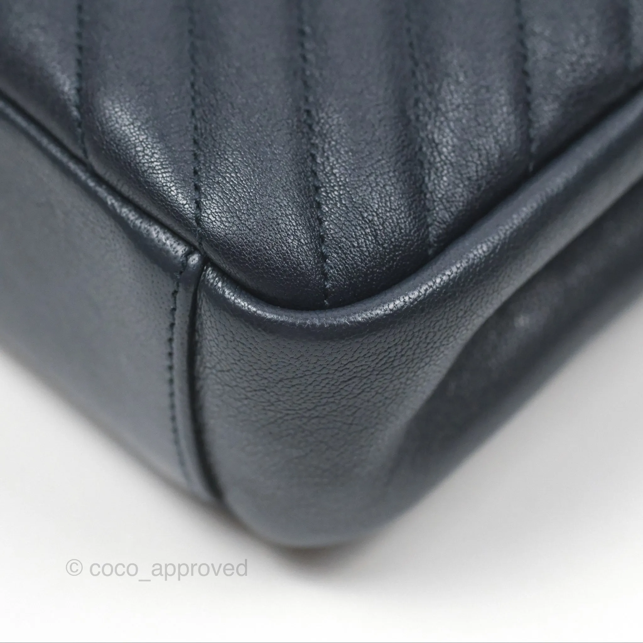 Saint Laurent Chevron Medium College Navy Chain Bag Gold Hardware