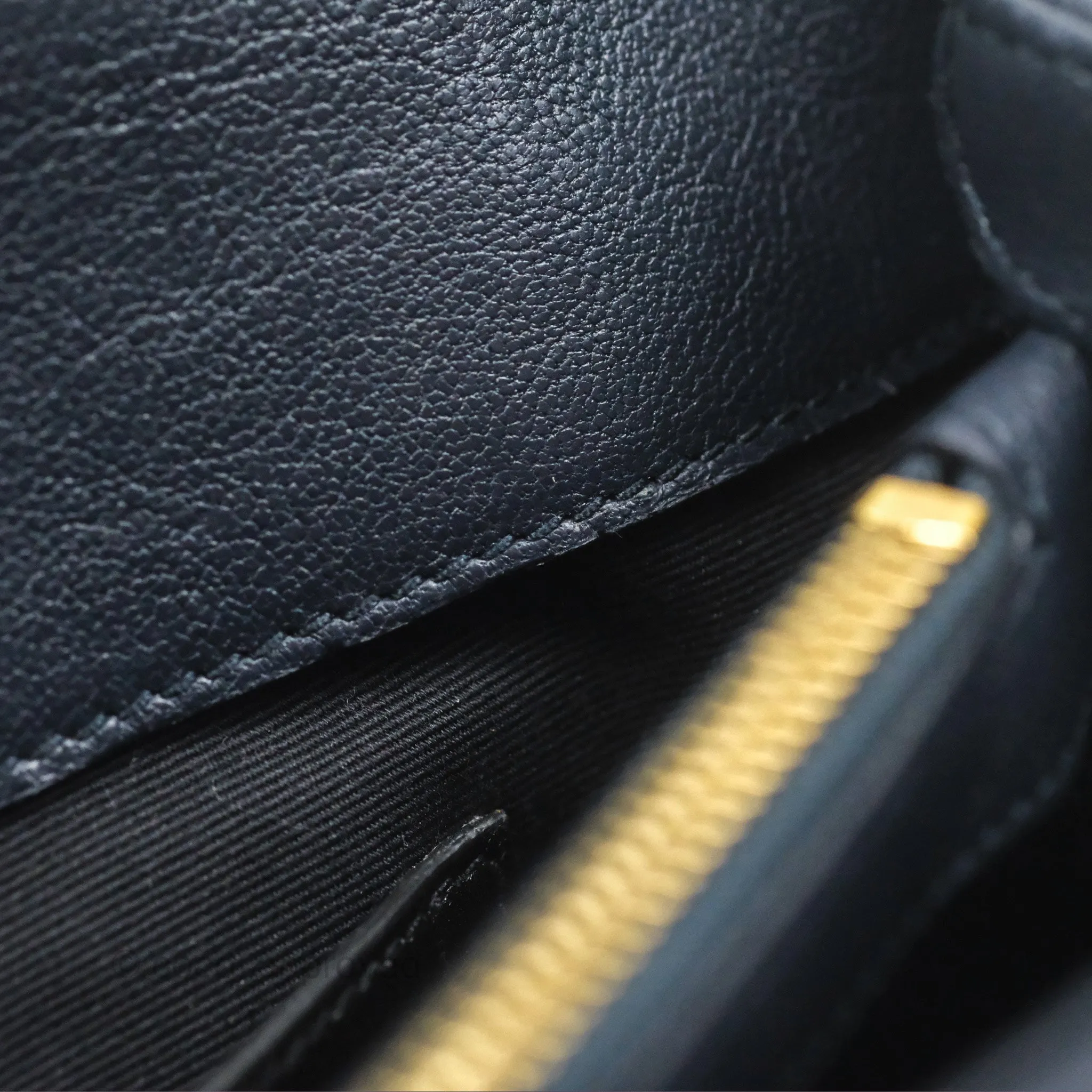 Saint Laurent Chevron Medium College Navy Chain Bag Gold Hardware