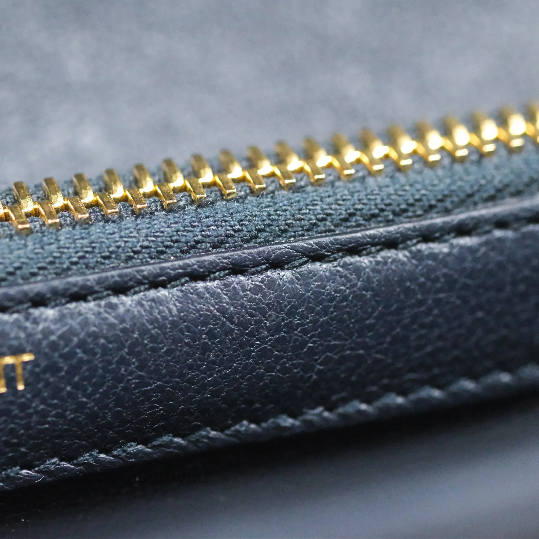 Saint Laurent Chevron Medium College Navy Chain Bag Gold Hardware