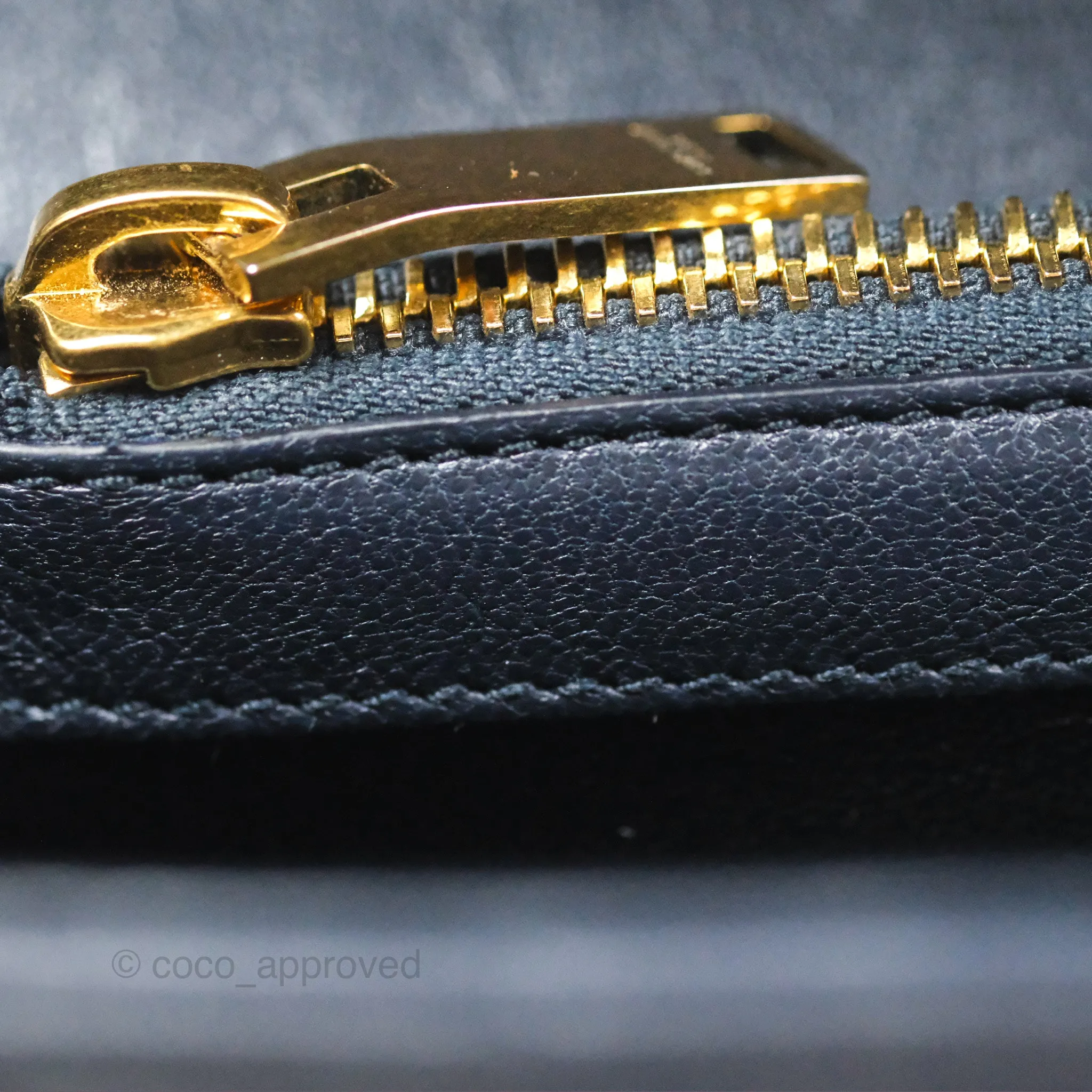 Saint Laurent Chevron Medium College Navy Chain Bag Gold Hardware