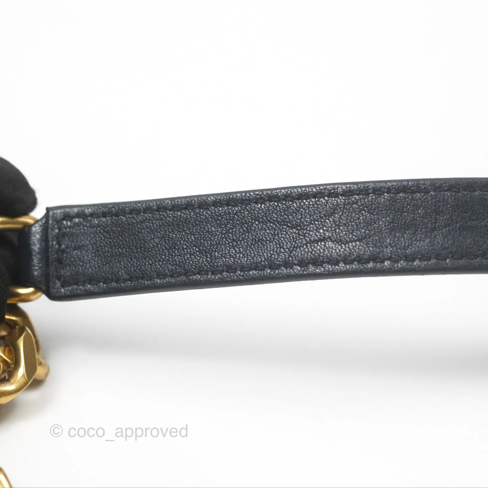 Saint Laurent Chevron Medium College Navy Chain Bag Gold Hardware