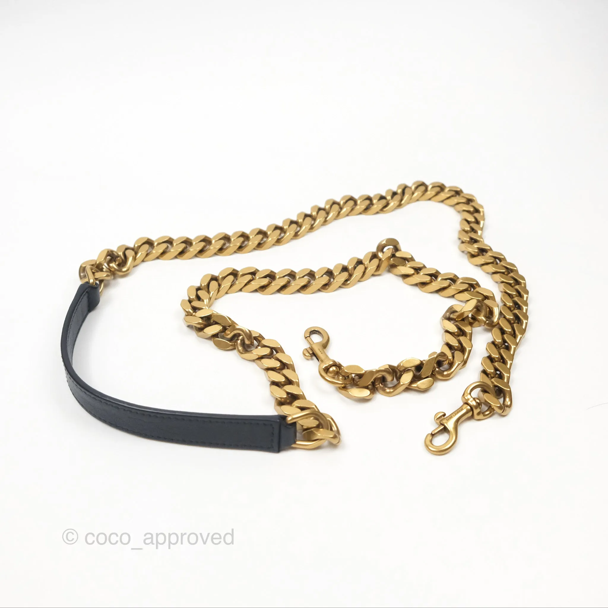 Saint Laurent Chevron Medium College Navy Chain Bag Gold Hardware