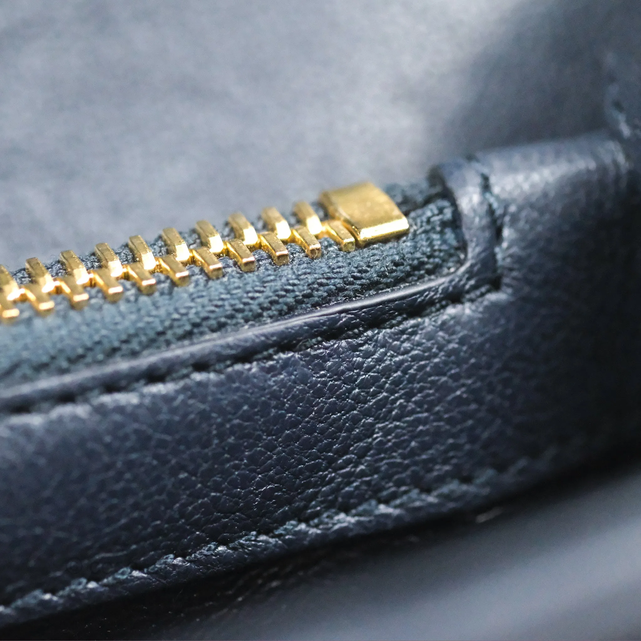 Saint Laurent Chevron Medium College Navy Chain Bag Gold Hardware