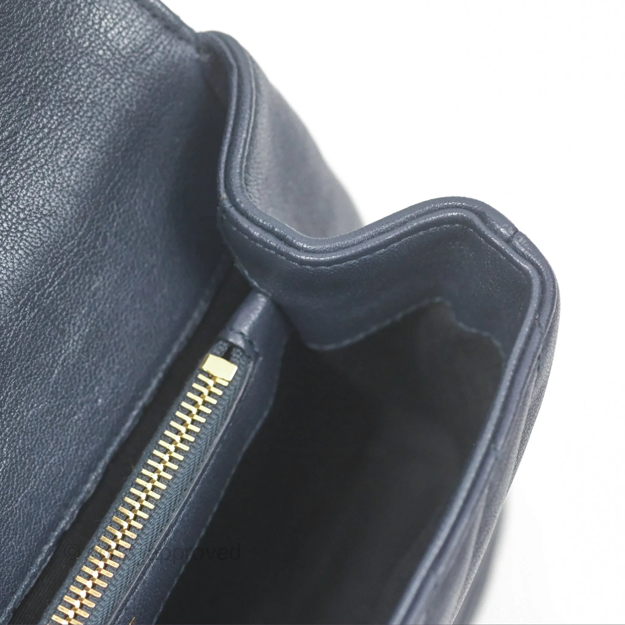 Saint Laurent Chevron Medium College Navy Chain Bag Gold Hardware