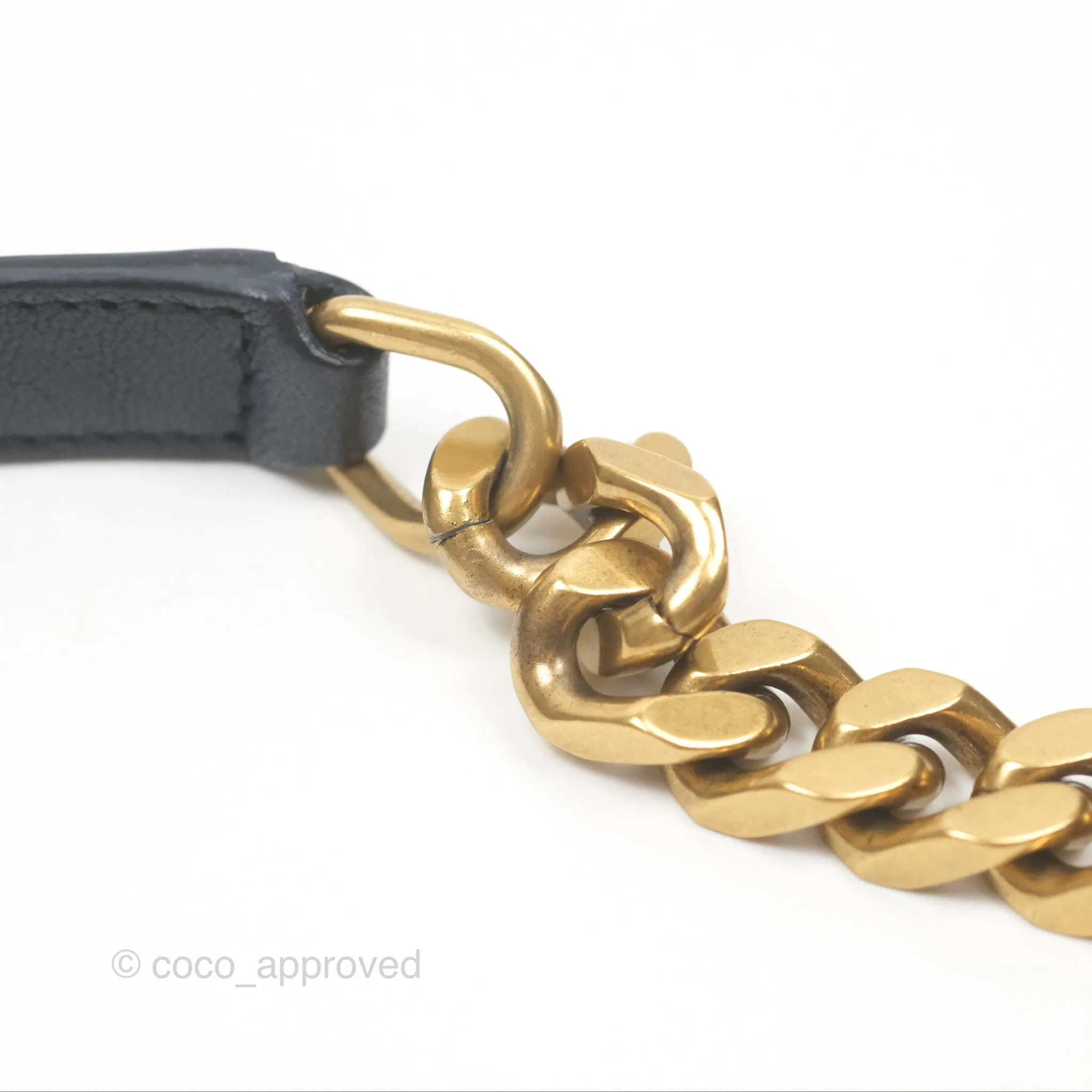 Saint Laurent Chevron Medium College Navy Chain Bag Gold Hardware