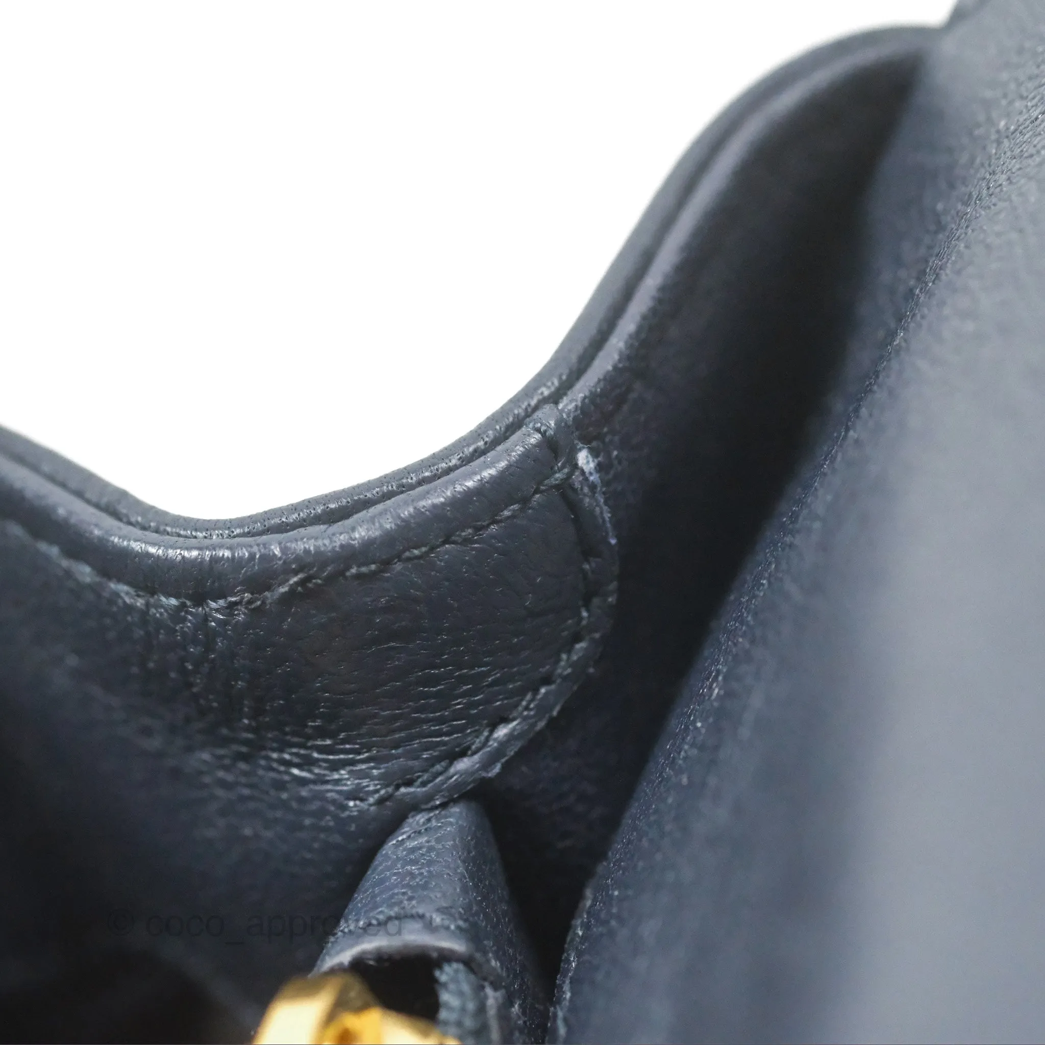 Saint Laurent Chevron Medium College Navy Chain Bag Gold Hardware