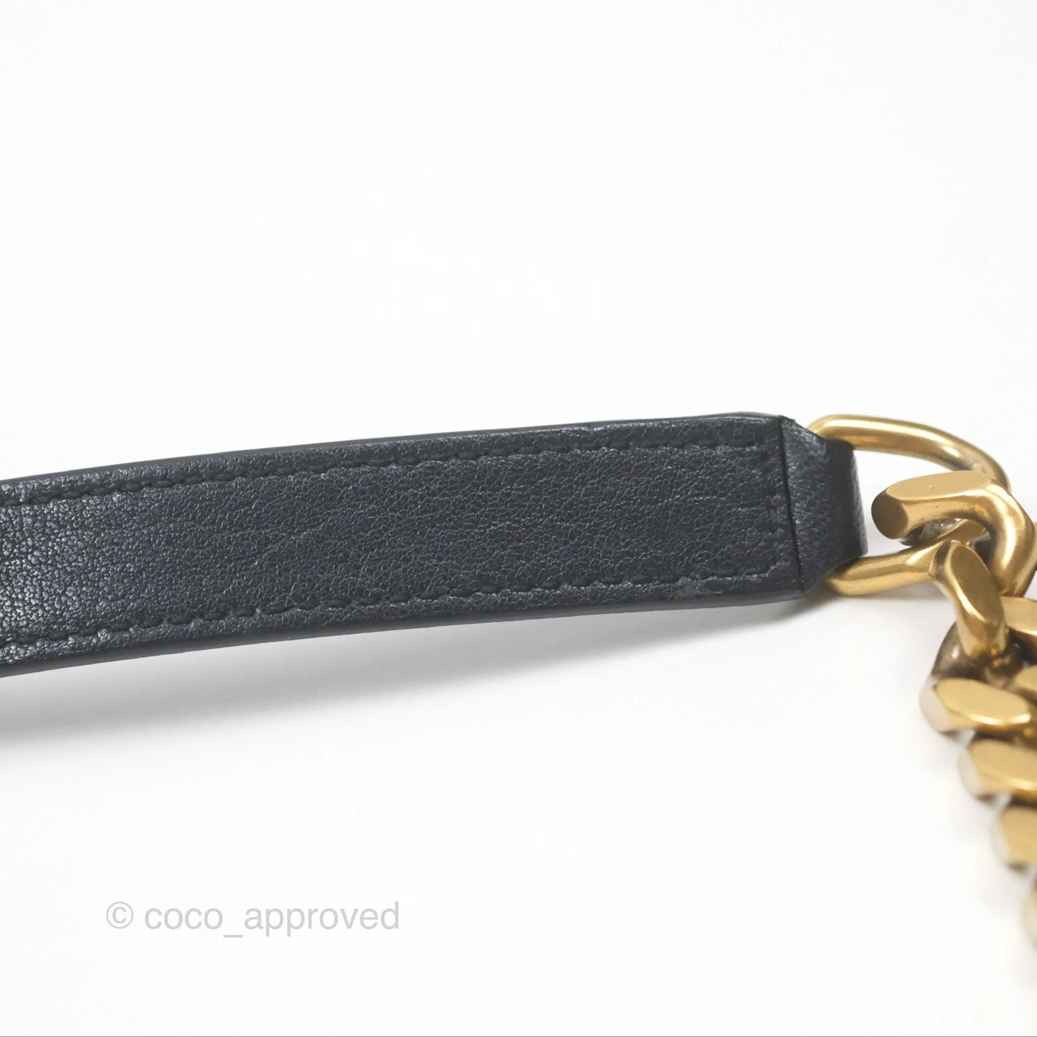 Saint Laurent Chevron Medium College Navy Chain Bag Gold Hardware