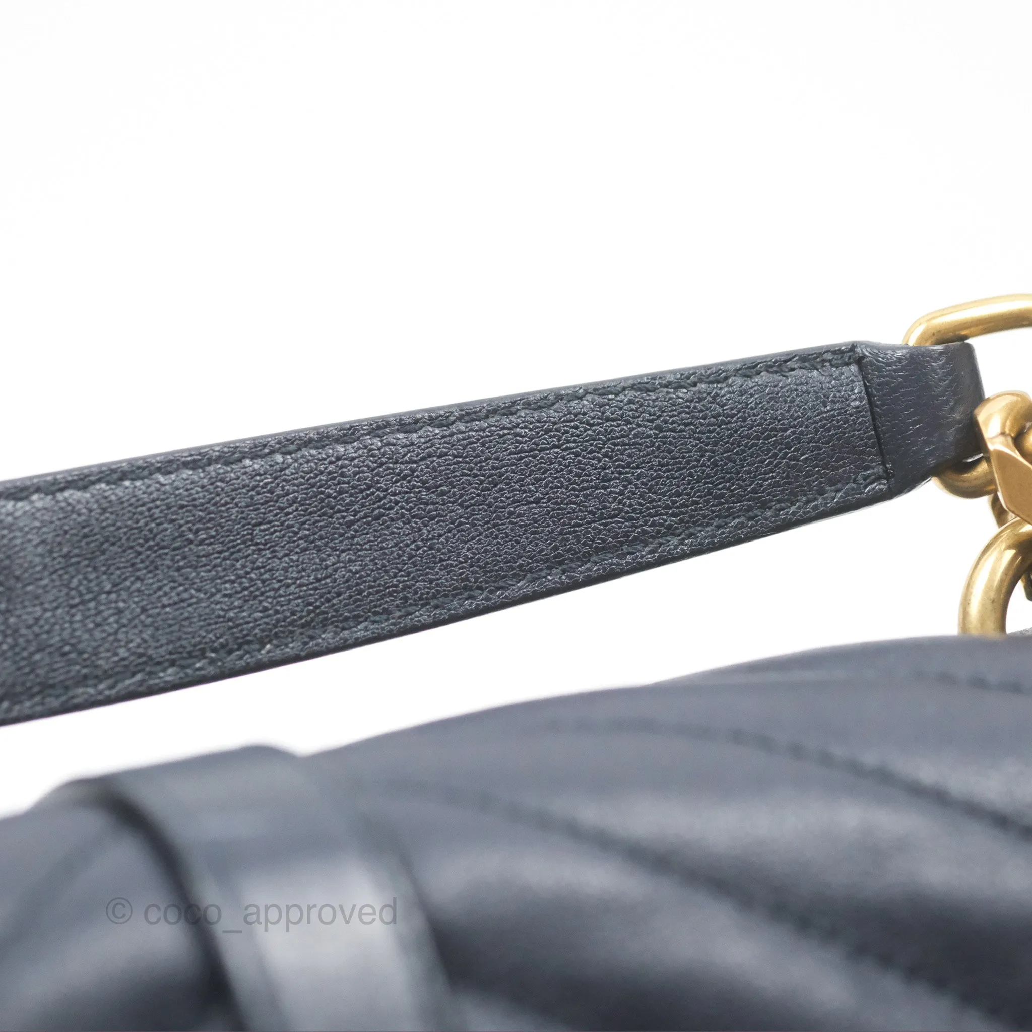 Saint Laurent Chevron Medium College Navy Chain Bag Gold Hardware