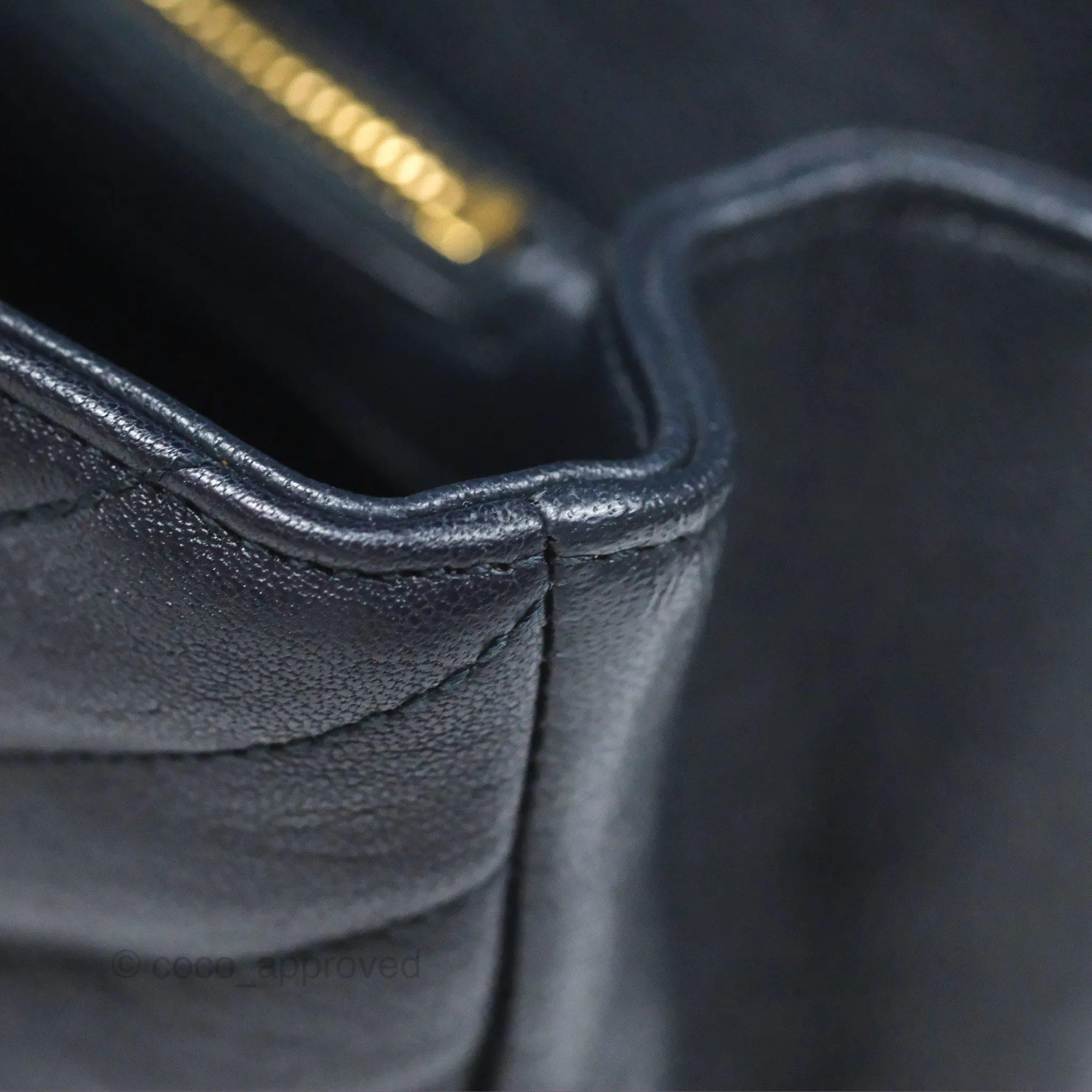 Saint Laurent Chevron Medium College Navy Chain Bag Gold Hardware