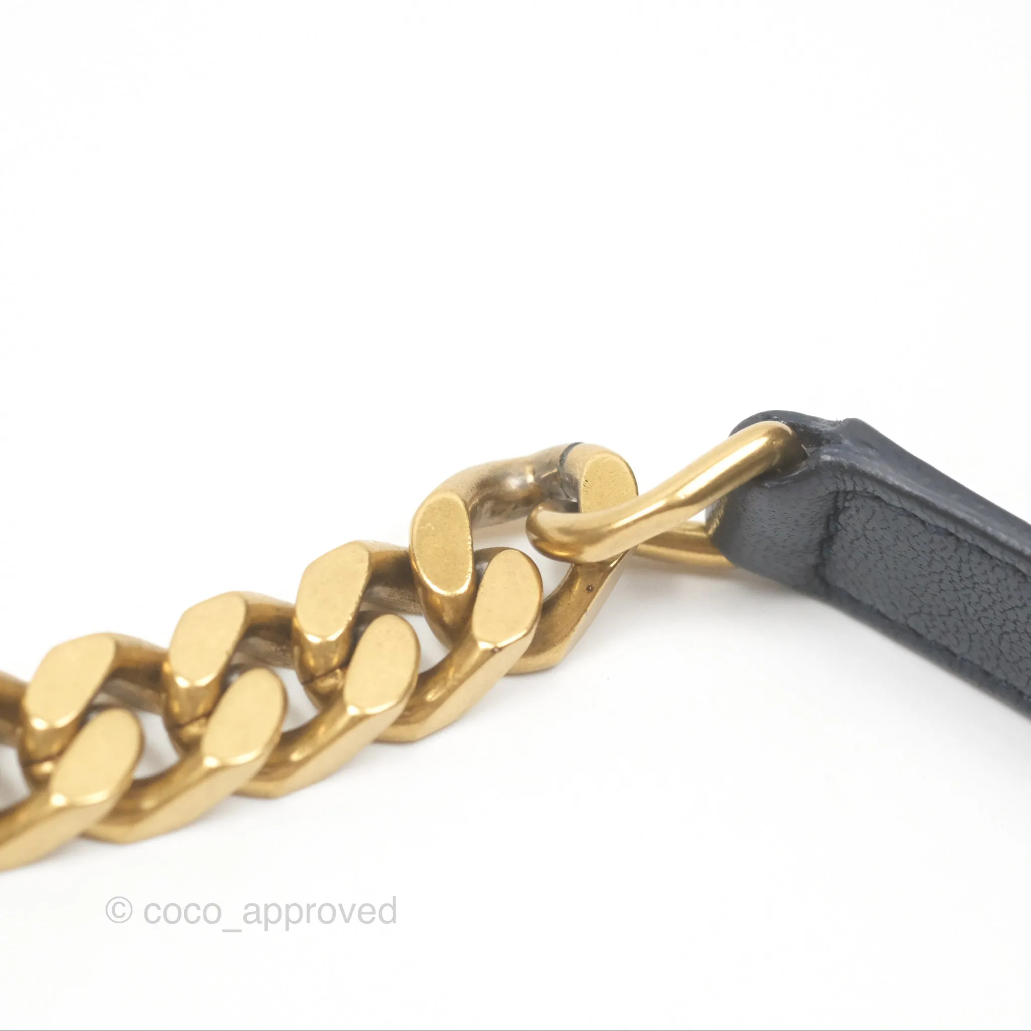 Saint Laurent Chevron Medium College Navy Chain Bag Gold Hardware