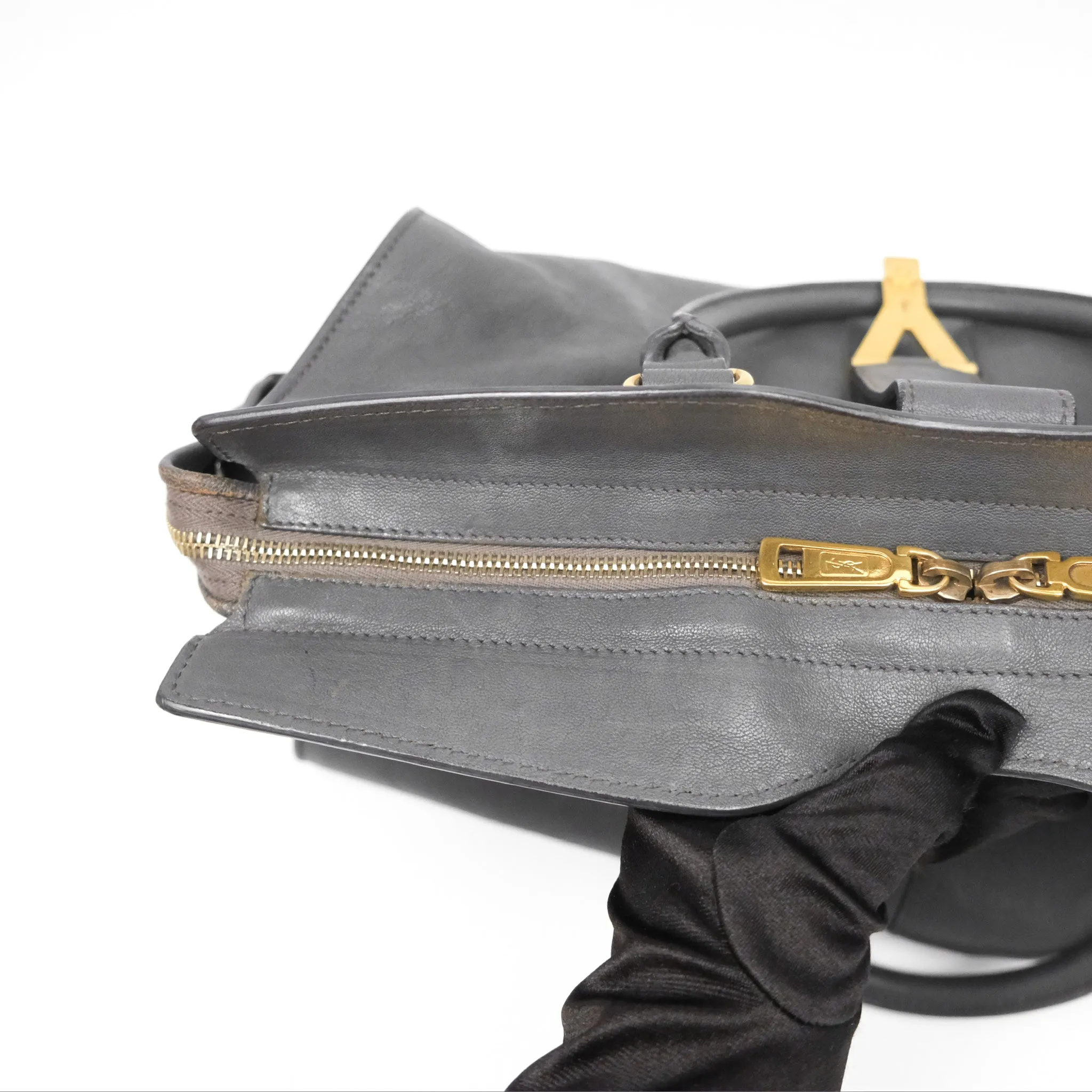 Saint Laurent Chyc Bag Dark Grey Calfskin Gold Hardware