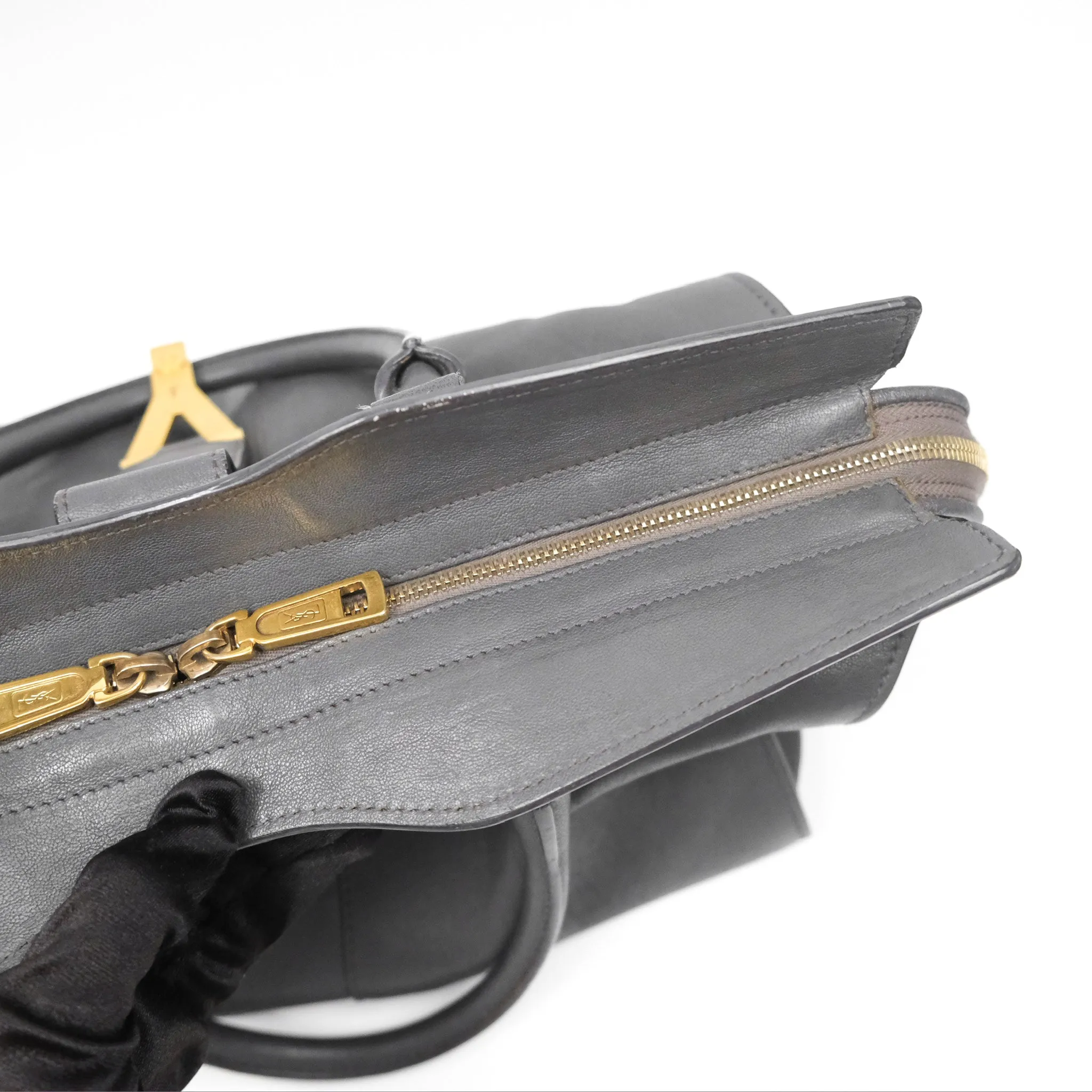 Saint Laurent Chyc Bag Dark Grey Calfskin Gold Hardware