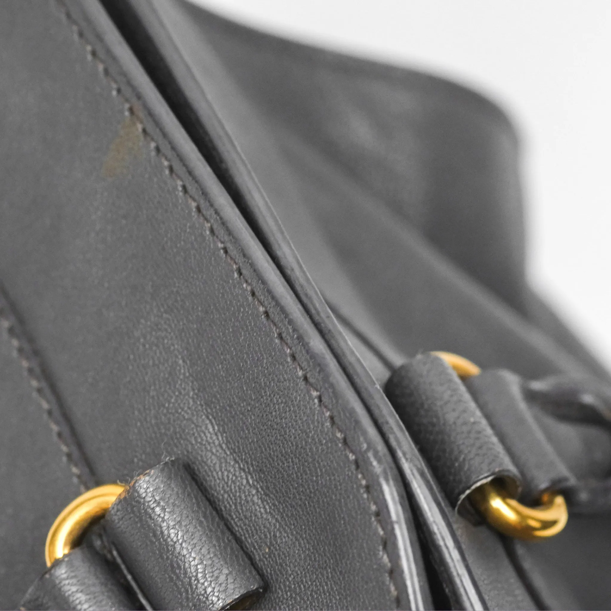 Saint Laurent Chyc Bag Dark Grey Calfskin Gold Hardware