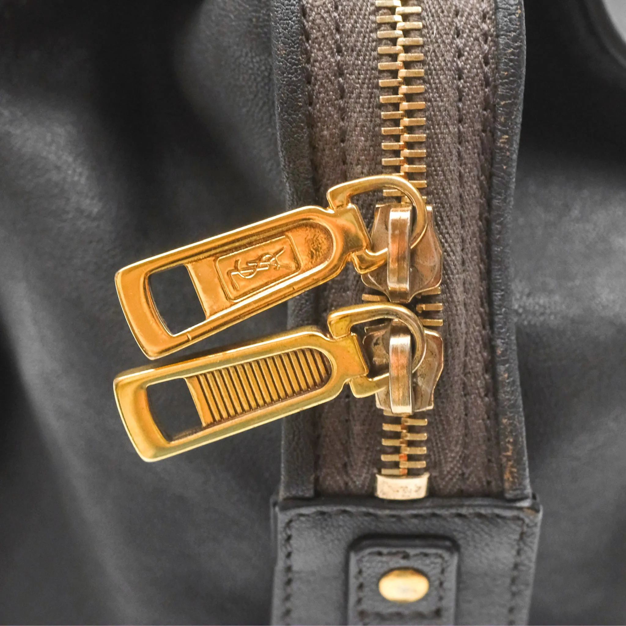 Saint Laurent Chyc Bag Dark Grey Calfskin Gold Hardware