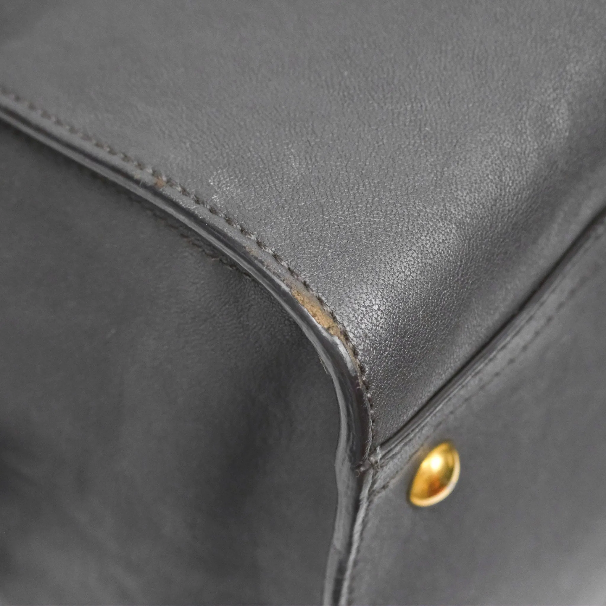 Saint Laurent Chyc Bag Dark Grey Calfskin Gold Hardware