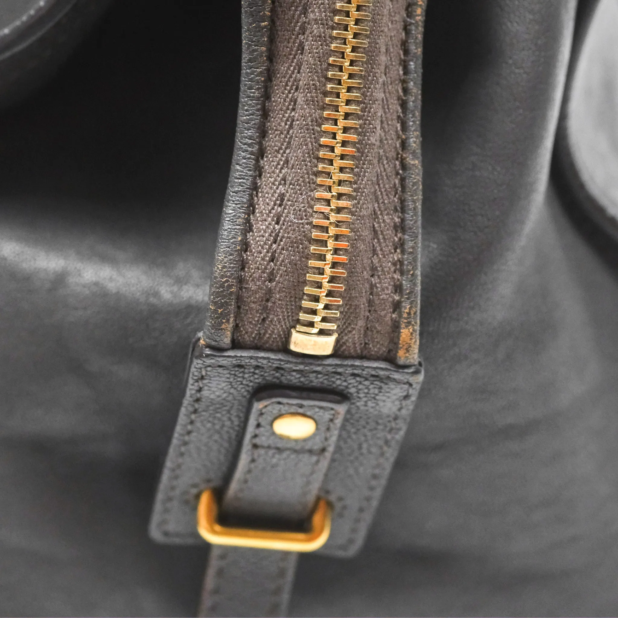 Saint Laurent Chyc Bag Dark Grey Calfskin Gold Hardware