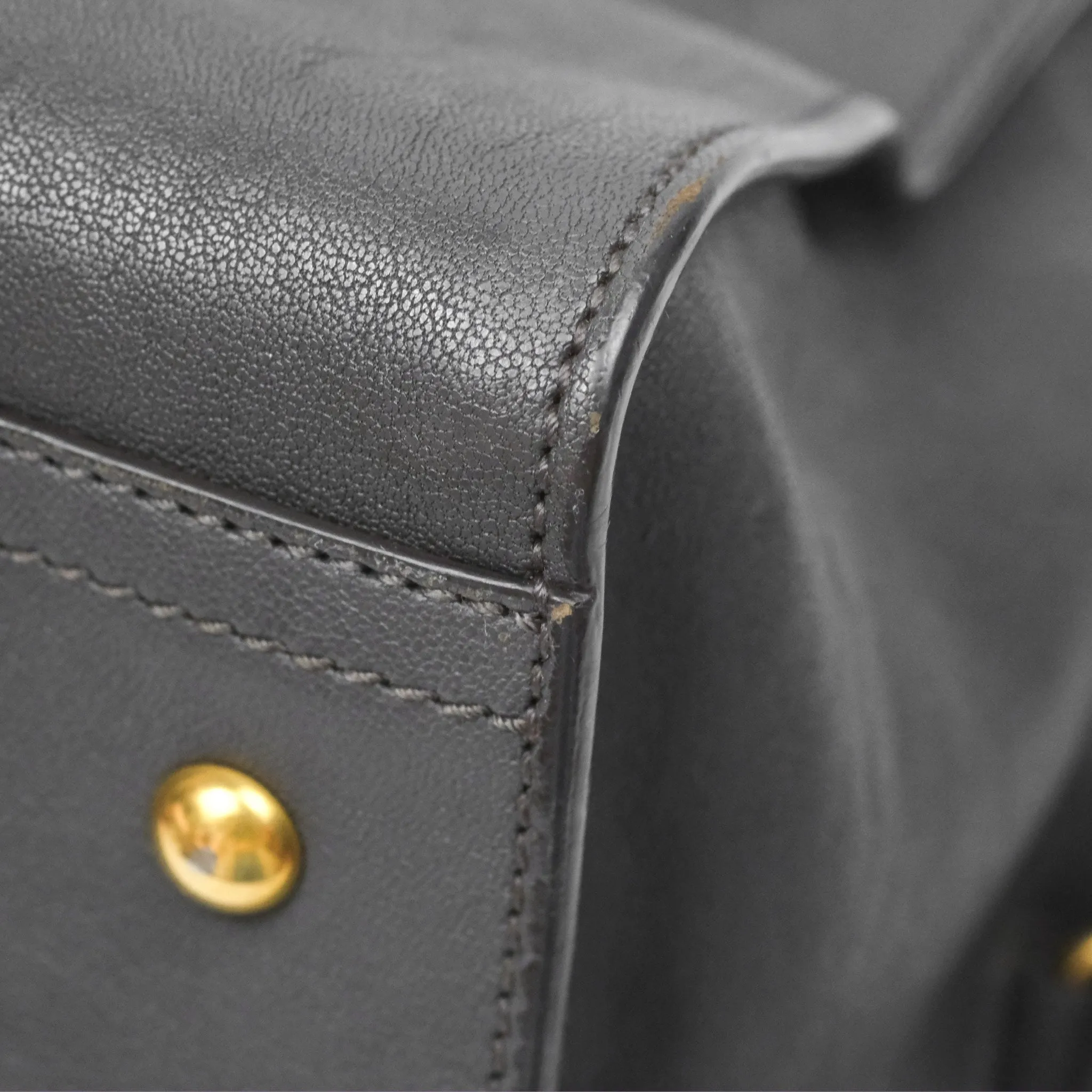 Saint Laurent Chyc Bag Dark Grey Calfskin Gold Hardware