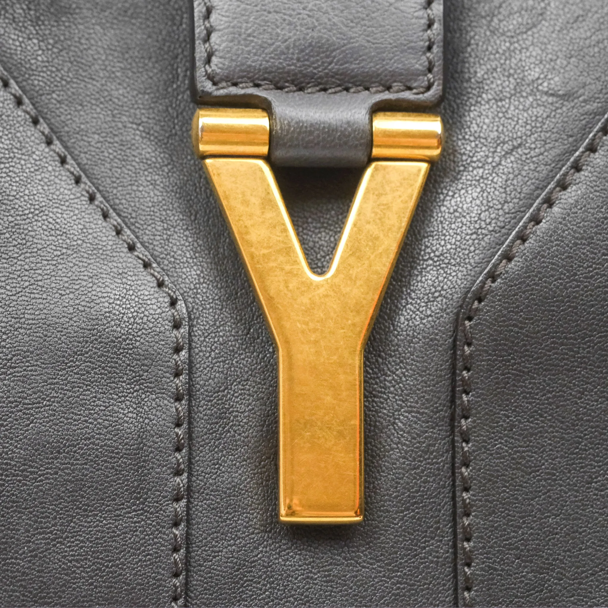 Saint Laurent Chyc Bag Dark Grey Calfskin Gold Hardware