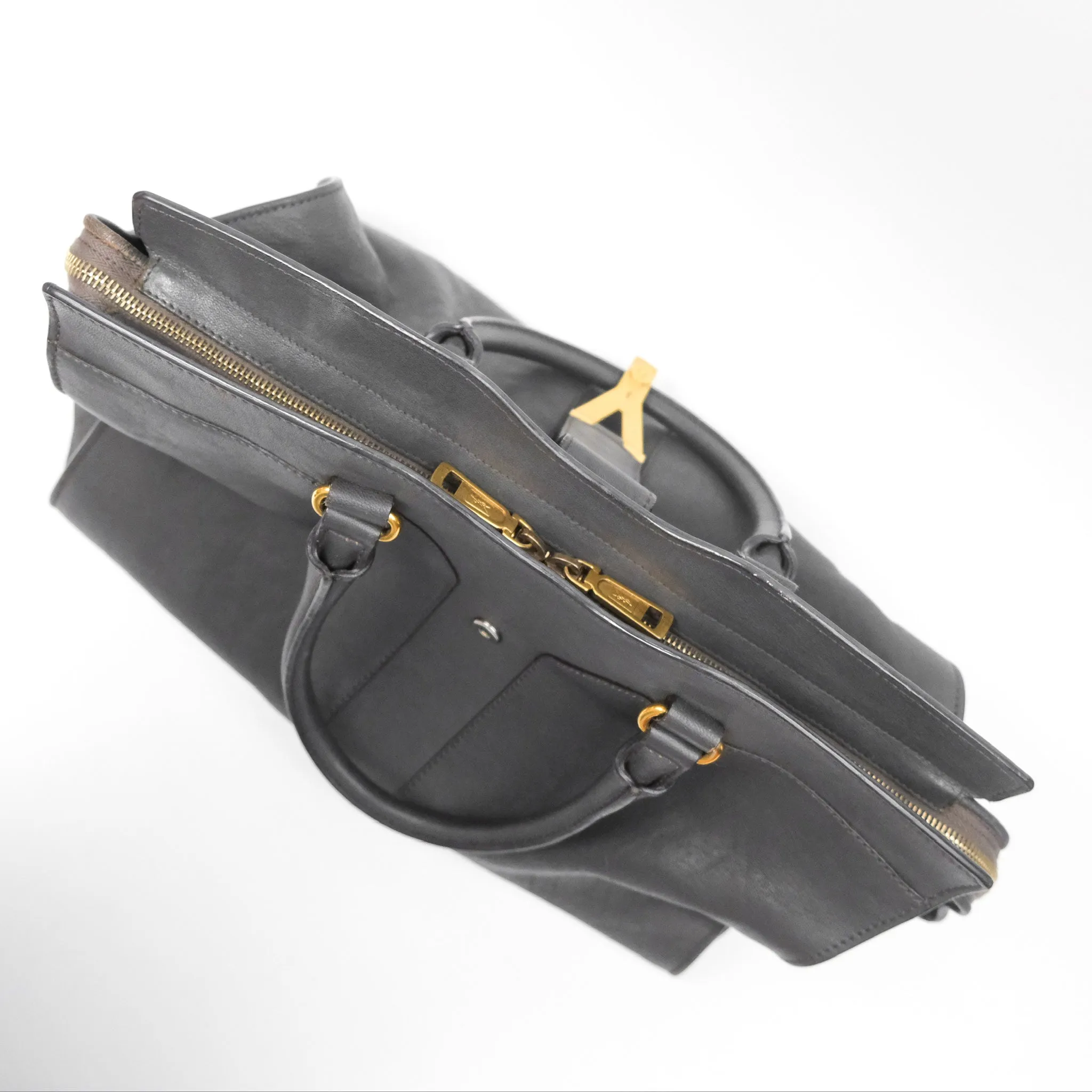 Saint Laurent Chyc Bag Dark Grey Calfskin Gold Hardware