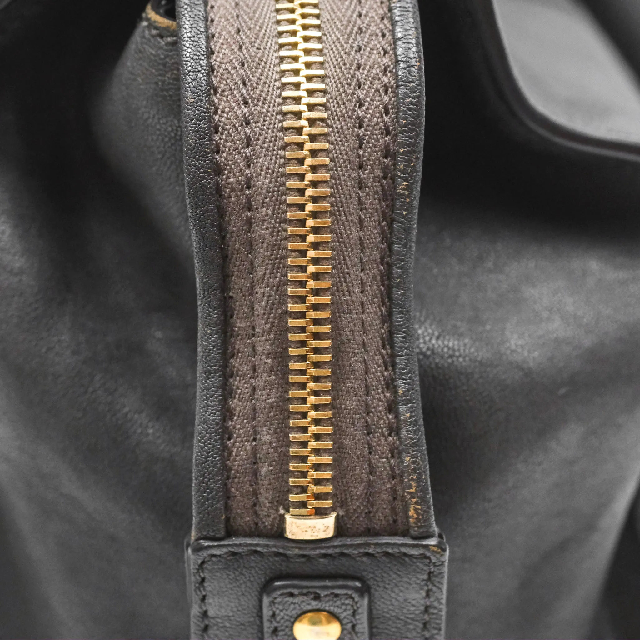 Saint Laurent Chyc Bag Dark Grey Calfskin Gold Hardware