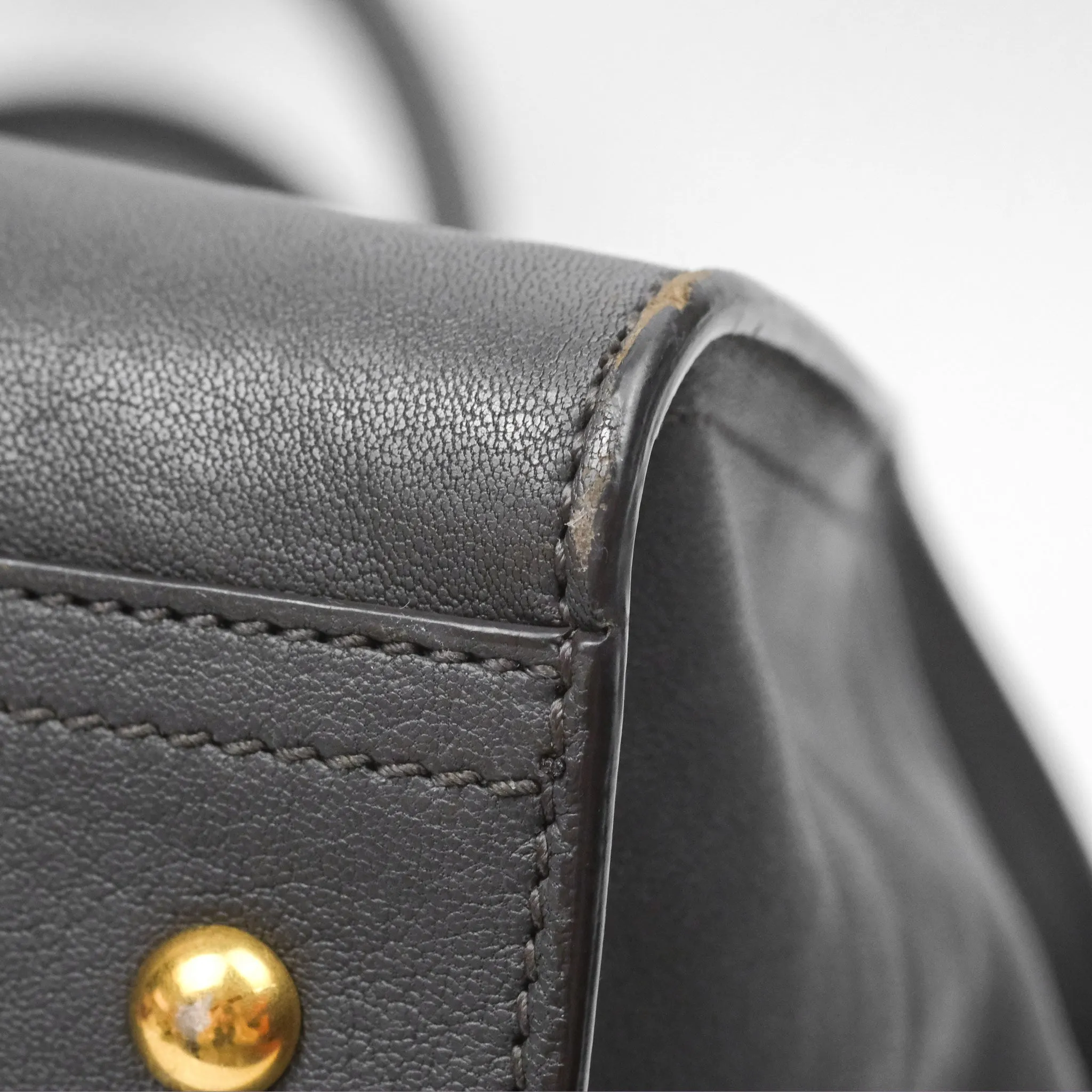 Saint Laurent Chyc Bag Dark Grey Calfskin Gold Hardware