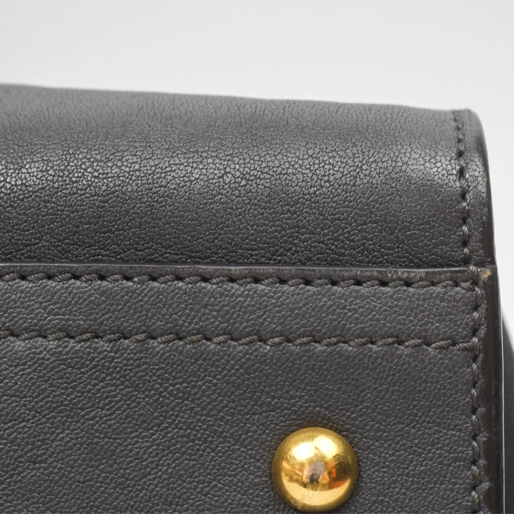Saint Laurent Chyc Bag Dark Grey Calfskin Gold Hardware