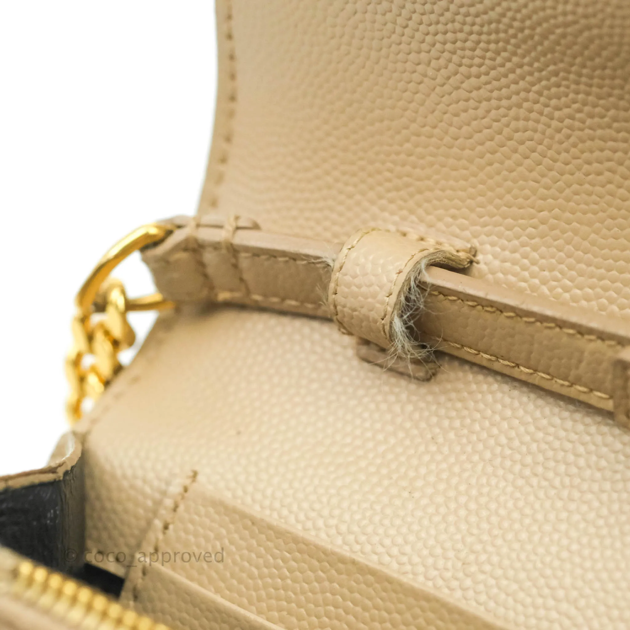 Saint Laurent Classic Beige Grained Leather Gold Hardware