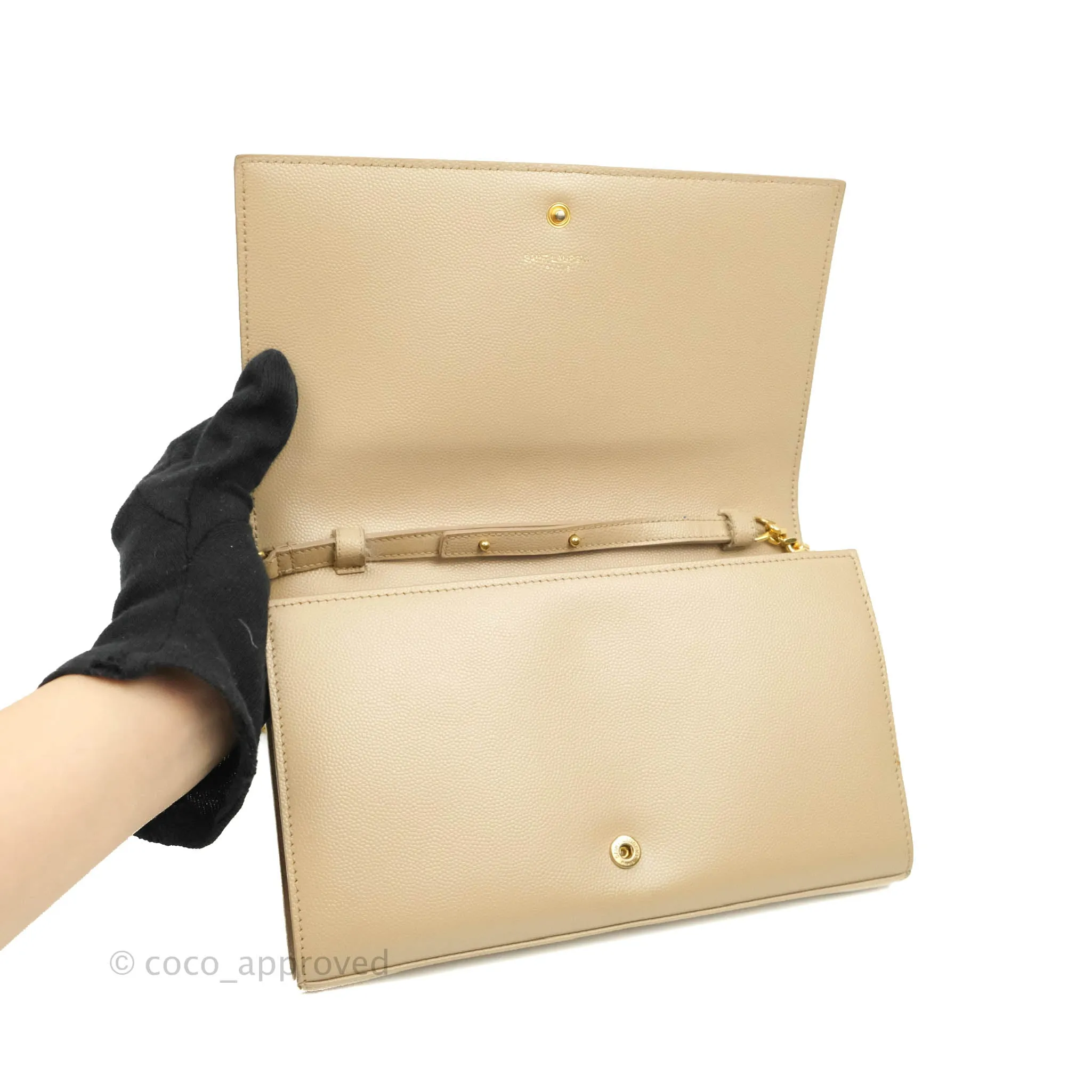 Saint Laurent Classic Beige Grained Leather Gold Hardware