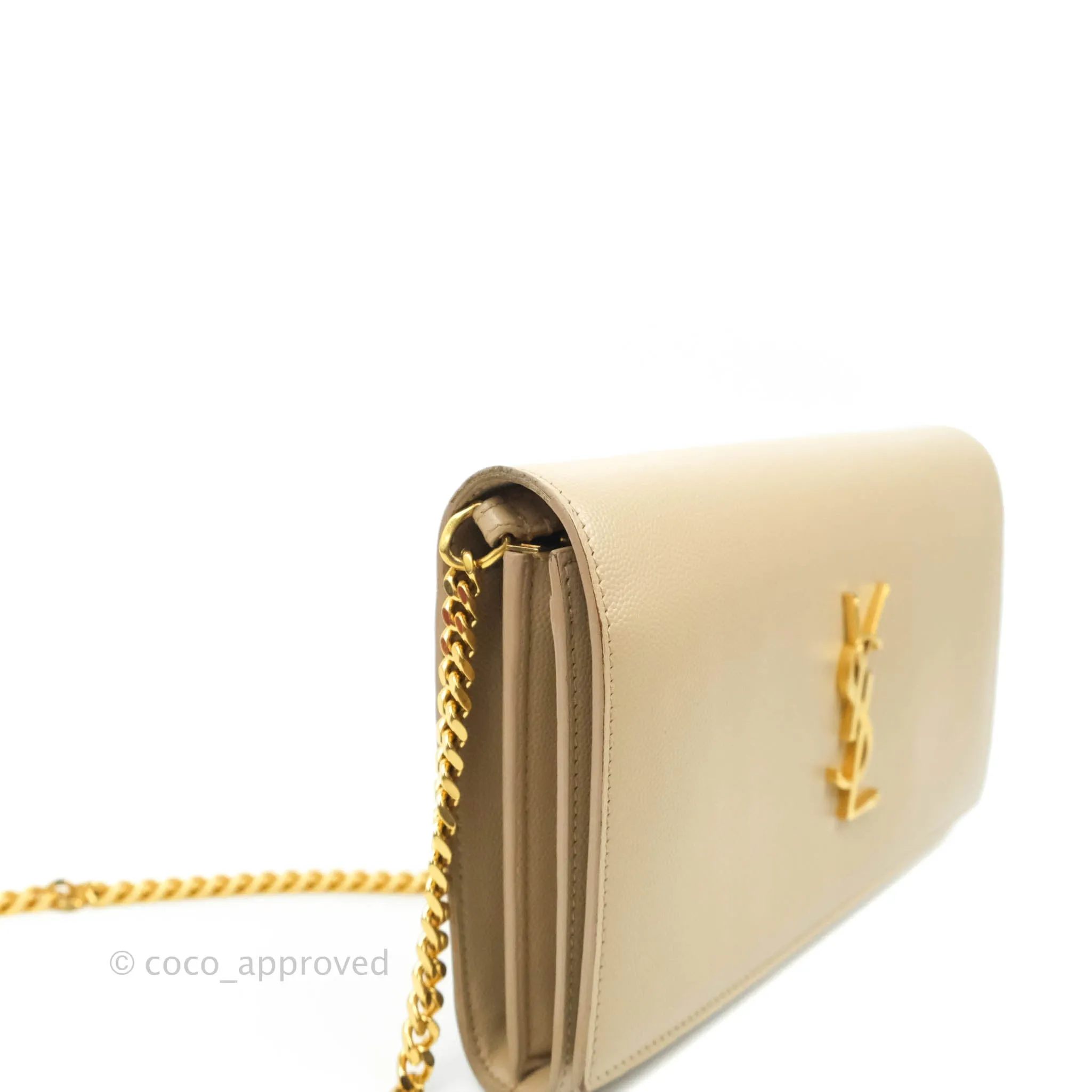 Saint Laurent Classic Beige Grained Leather Gold Hardware