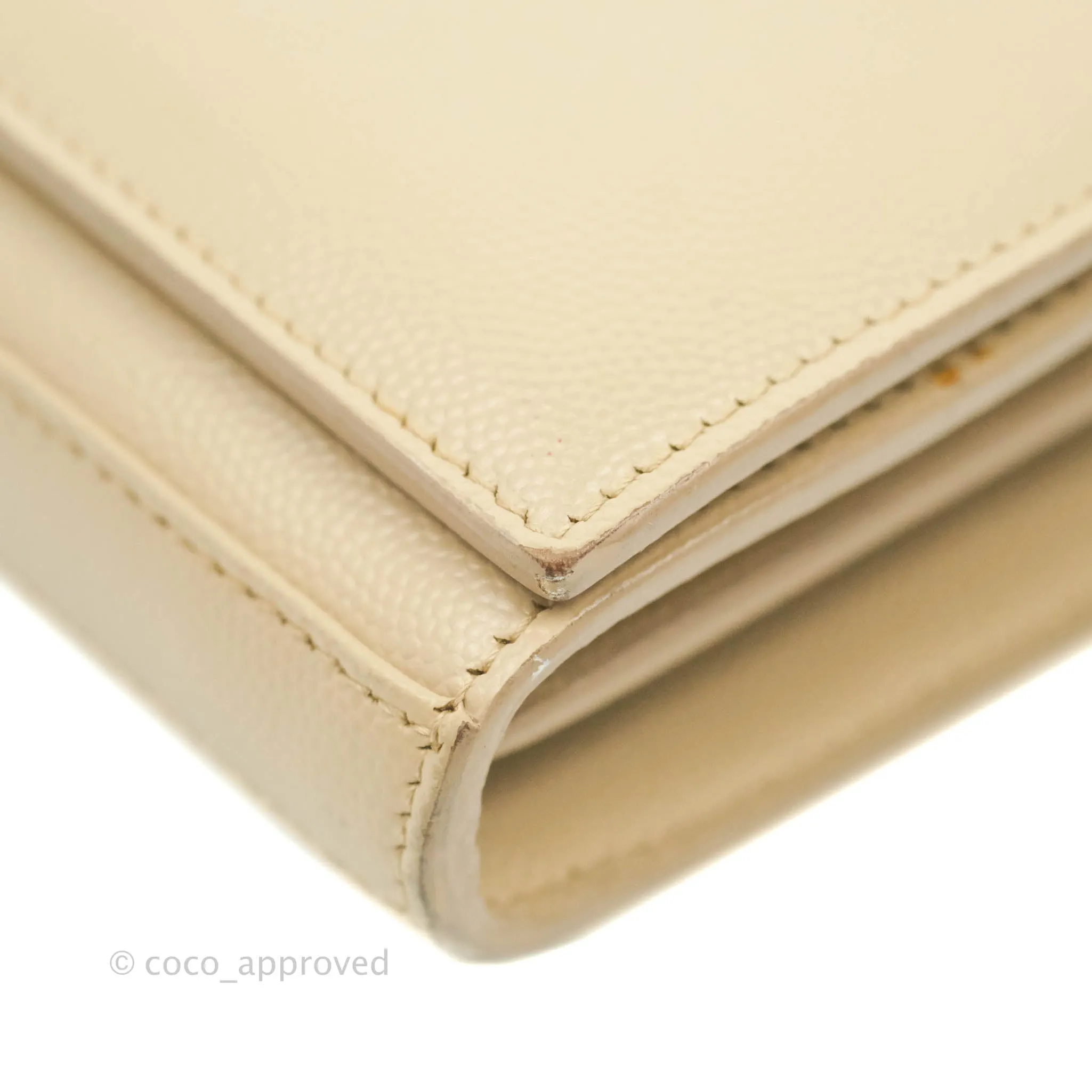 Saint Laurent Classic Beige Grained Leather Gold Hardware