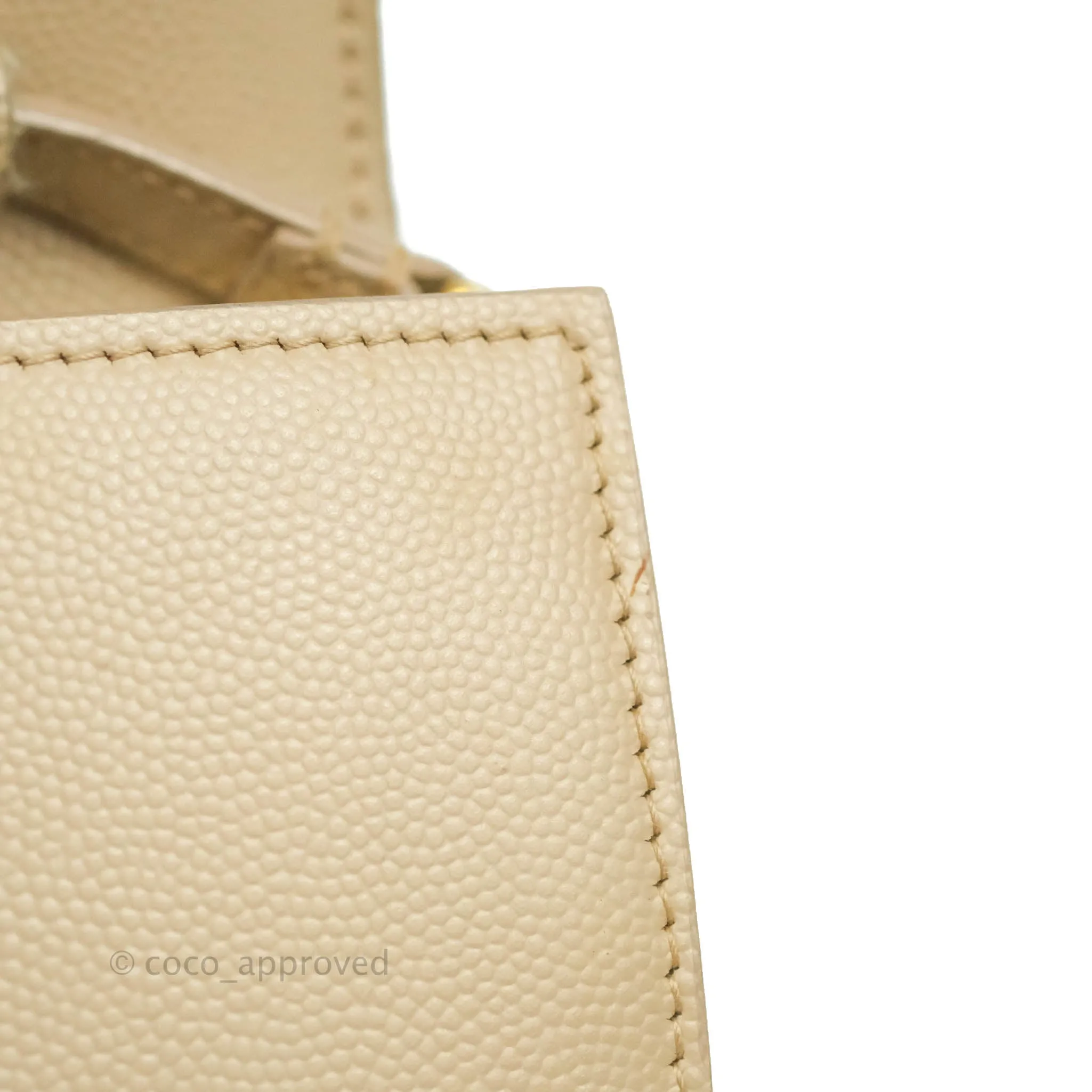 Saint Laurent Classic Beige Grained Leather Gold Hardware