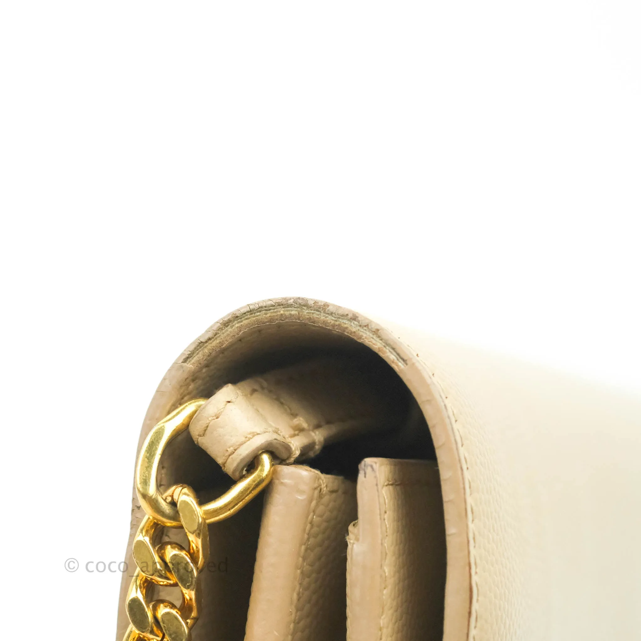 Saint Laurent Classic Beige Grained Leather Gold Hardware