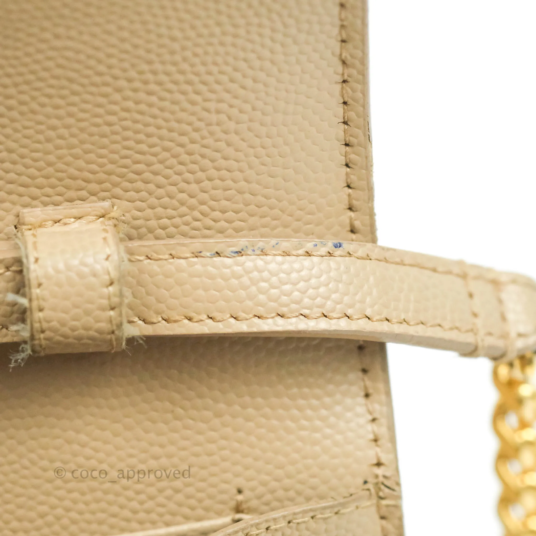 Saint Laurent Classic Beige Grained Leather Gold Hardware