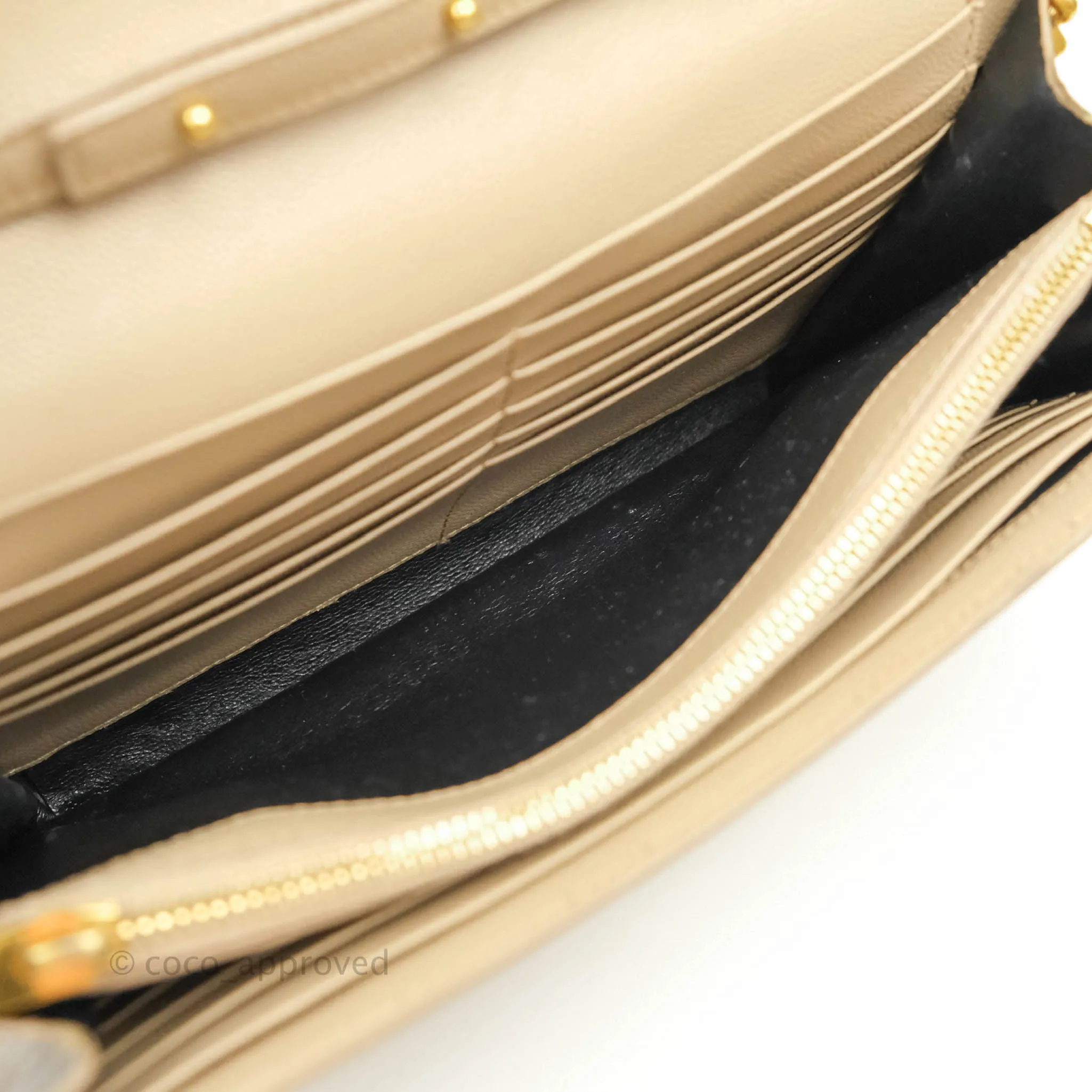 Saint Laurent Classic Beige Grained Leather Gold Hardware