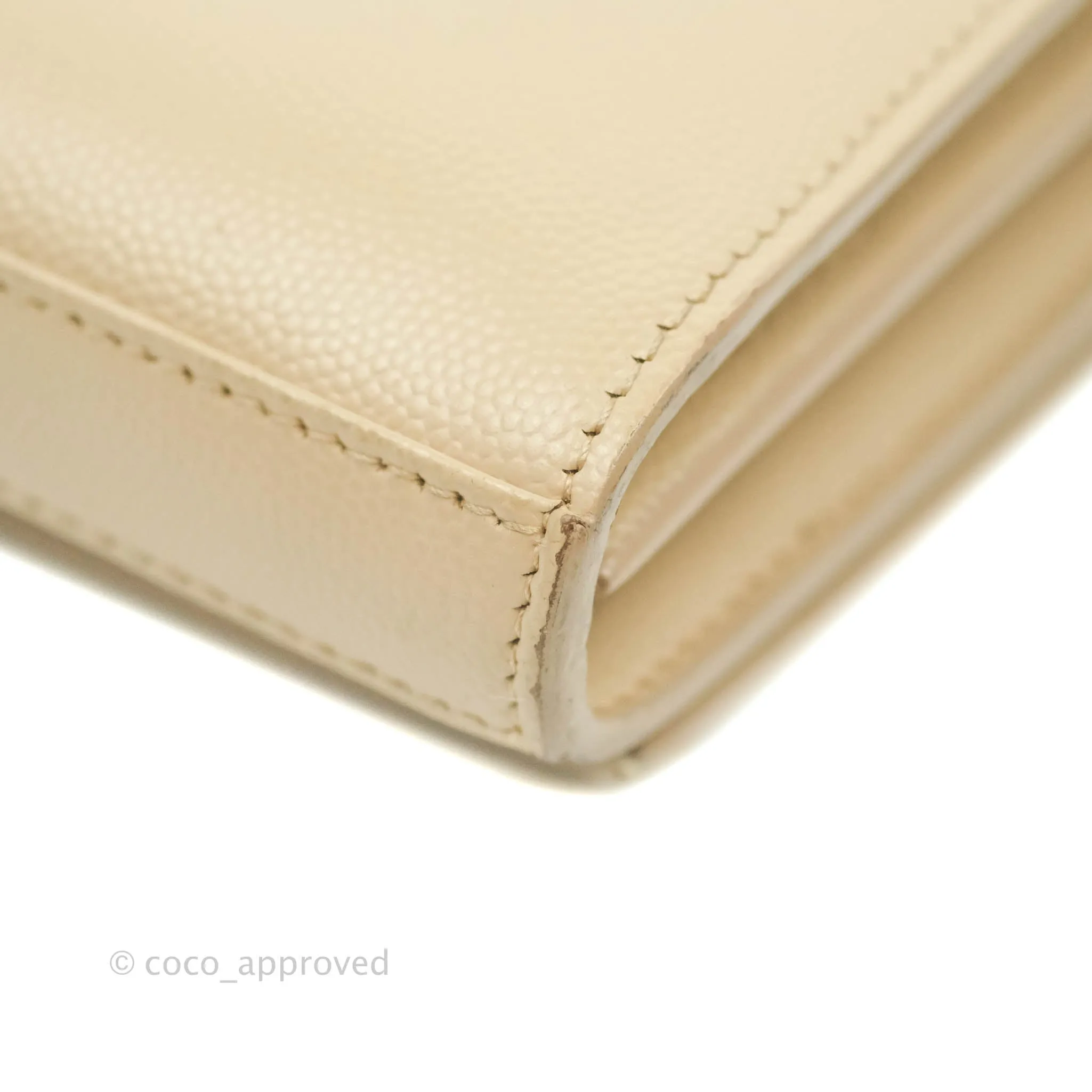Saint Laurent Classic Beige Grained Leather Gold Hardware