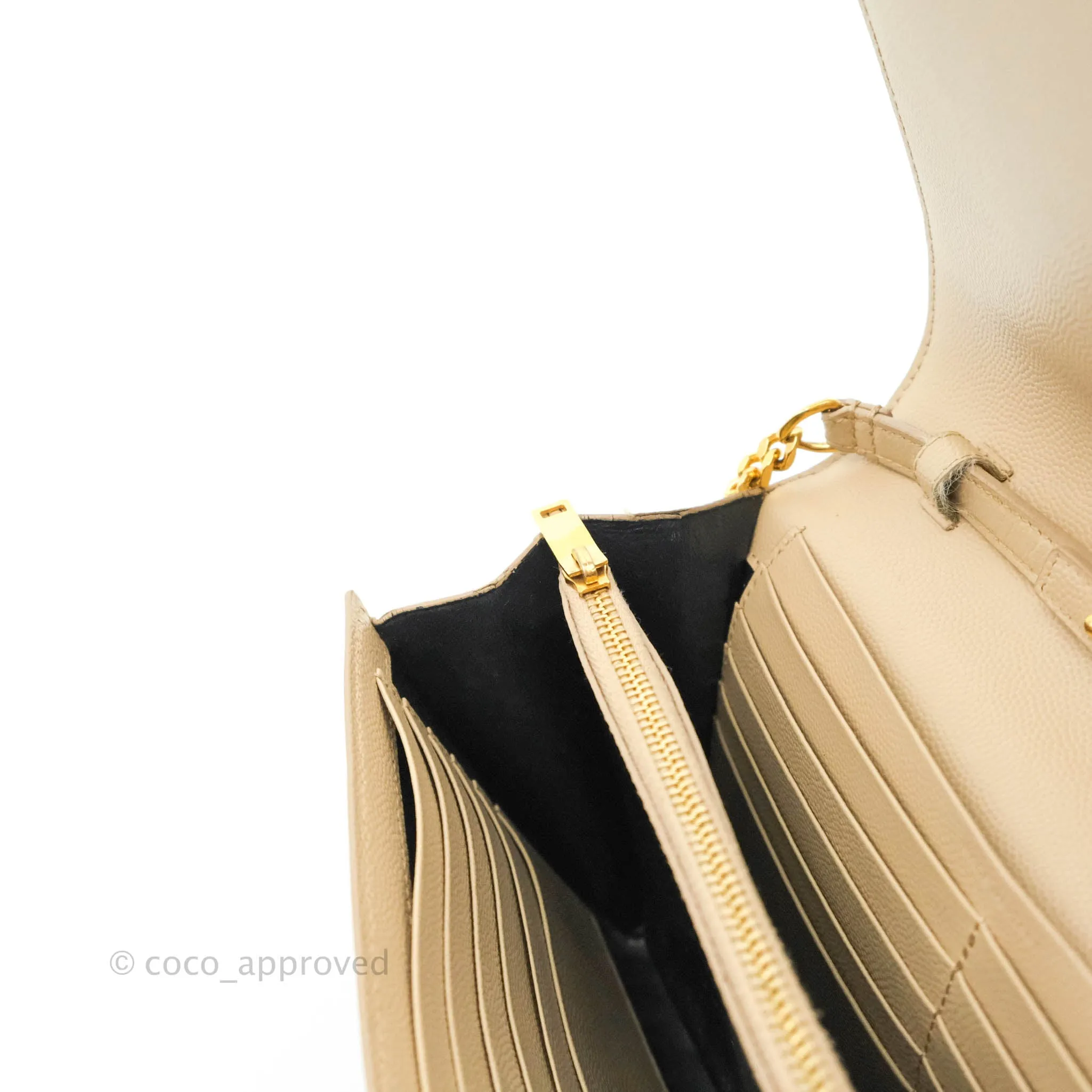 Saint Laurent Classic Beige Grained Leather Gold Hardware