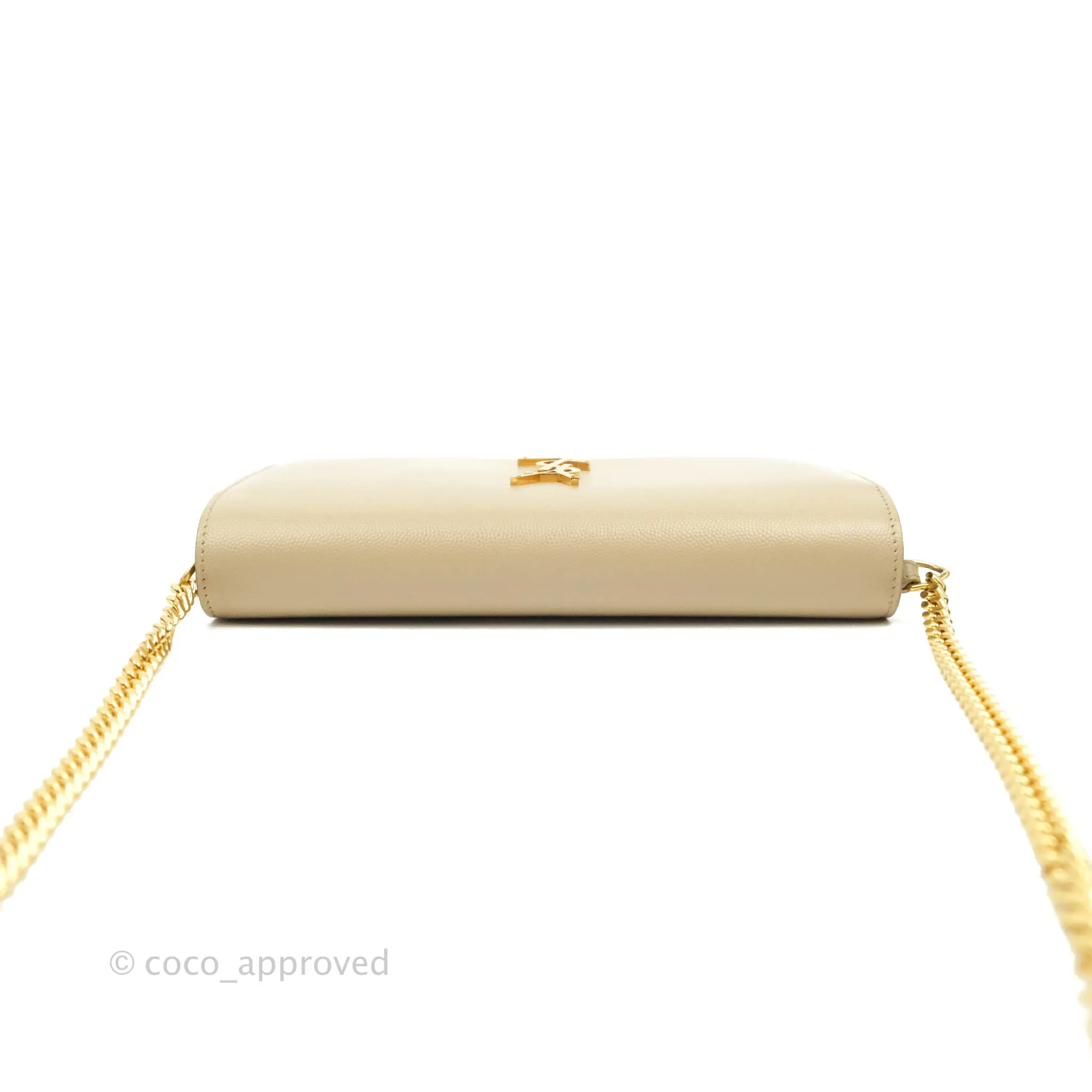 Saint Laurent Classic Beige Grained Leather Gold Hardware