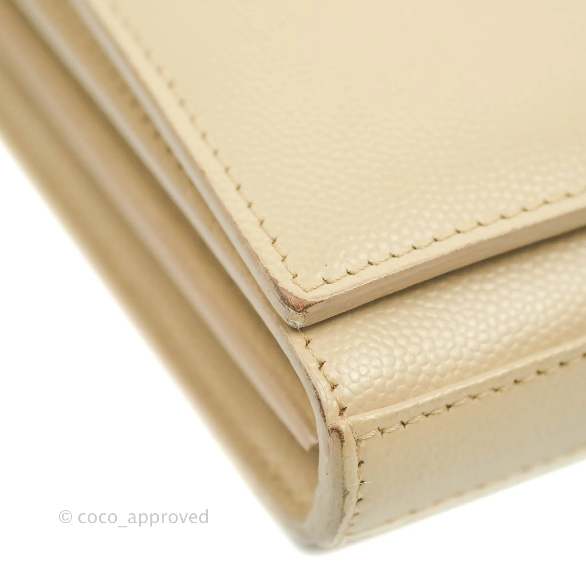 Saint Laurent Classic Beige Grained Leather Gold Hardware