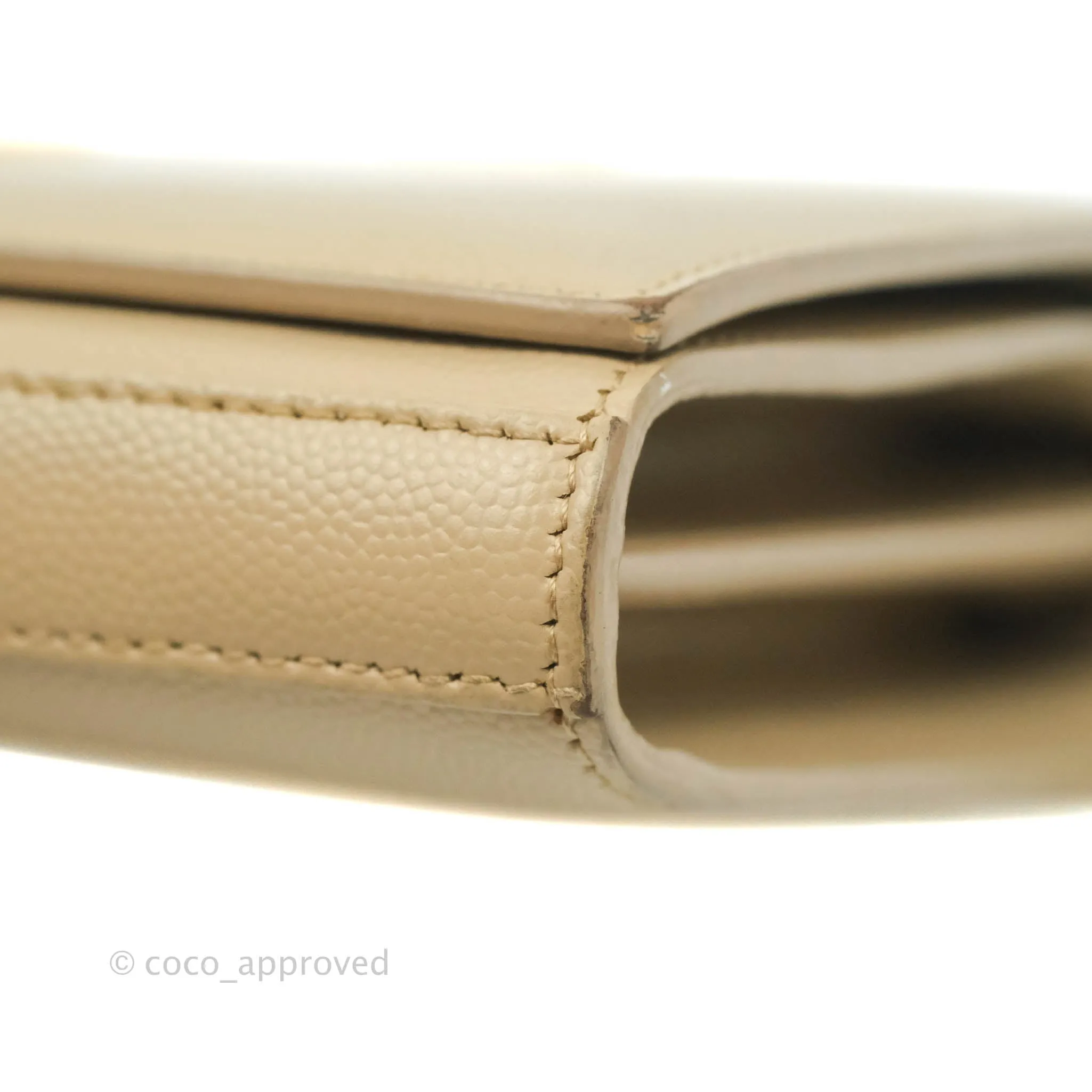 Saint Laurent Classic Beige Grained Leather Gold Hardware