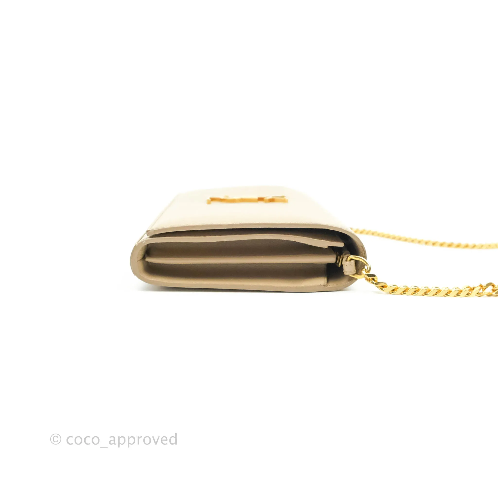 Saint Laurent Classic Beige Grained Leather Gold Hardware