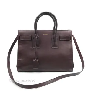 Saint Laurent Classic Sac De Jour Small Burgundy Smooth Calfskin Gold Hardware