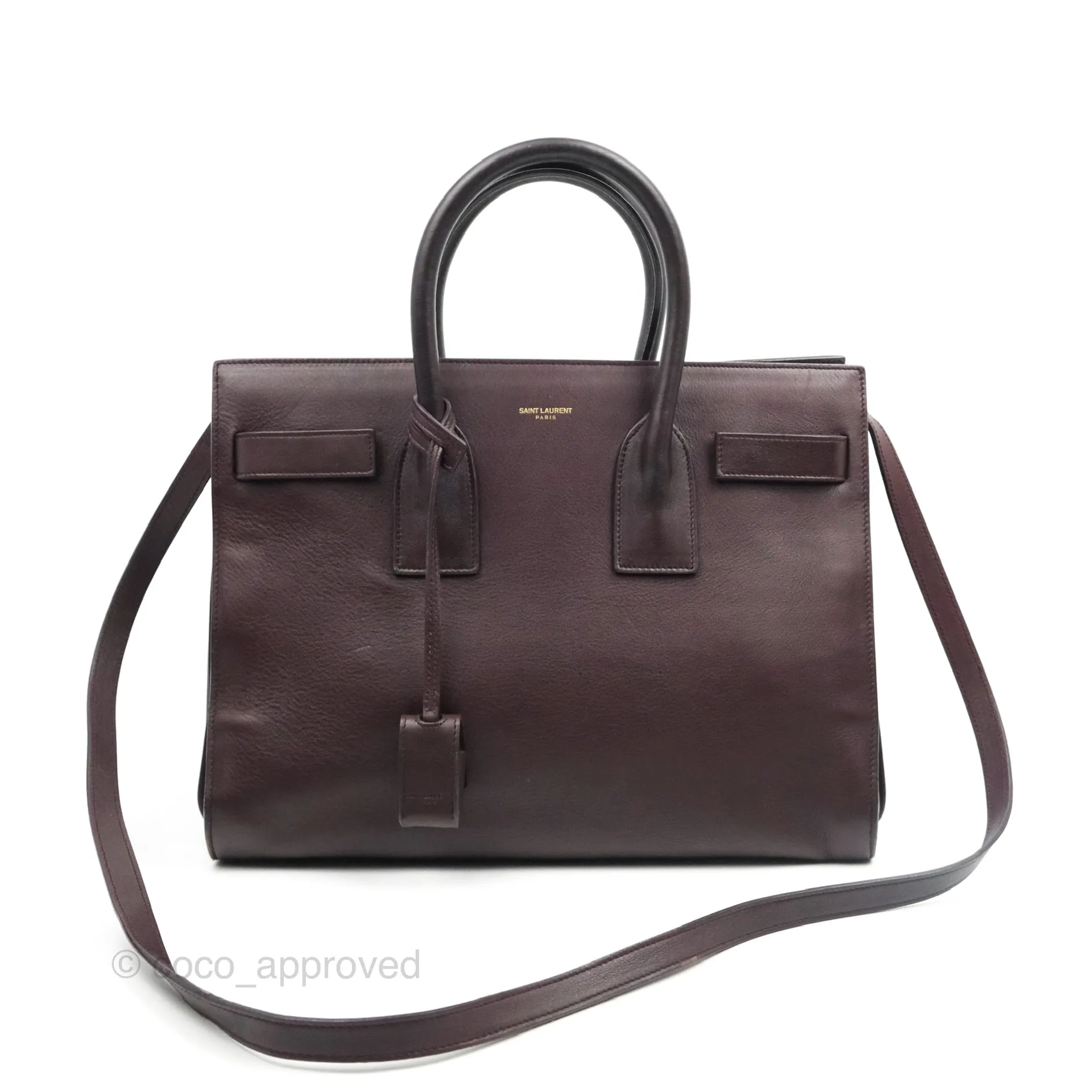 Saint Laurent Classic Sac De Jour Small Burgundy Smooth Calfskin Gold Hardware