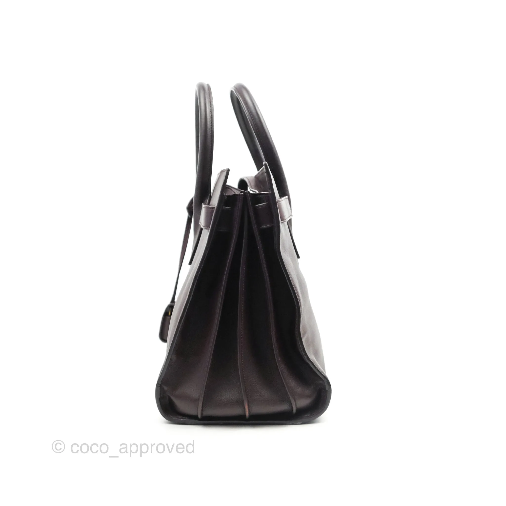 Saint Laurent Classic Sac De Jour Small Burgundy Smooth Calfskin Gold Hardware