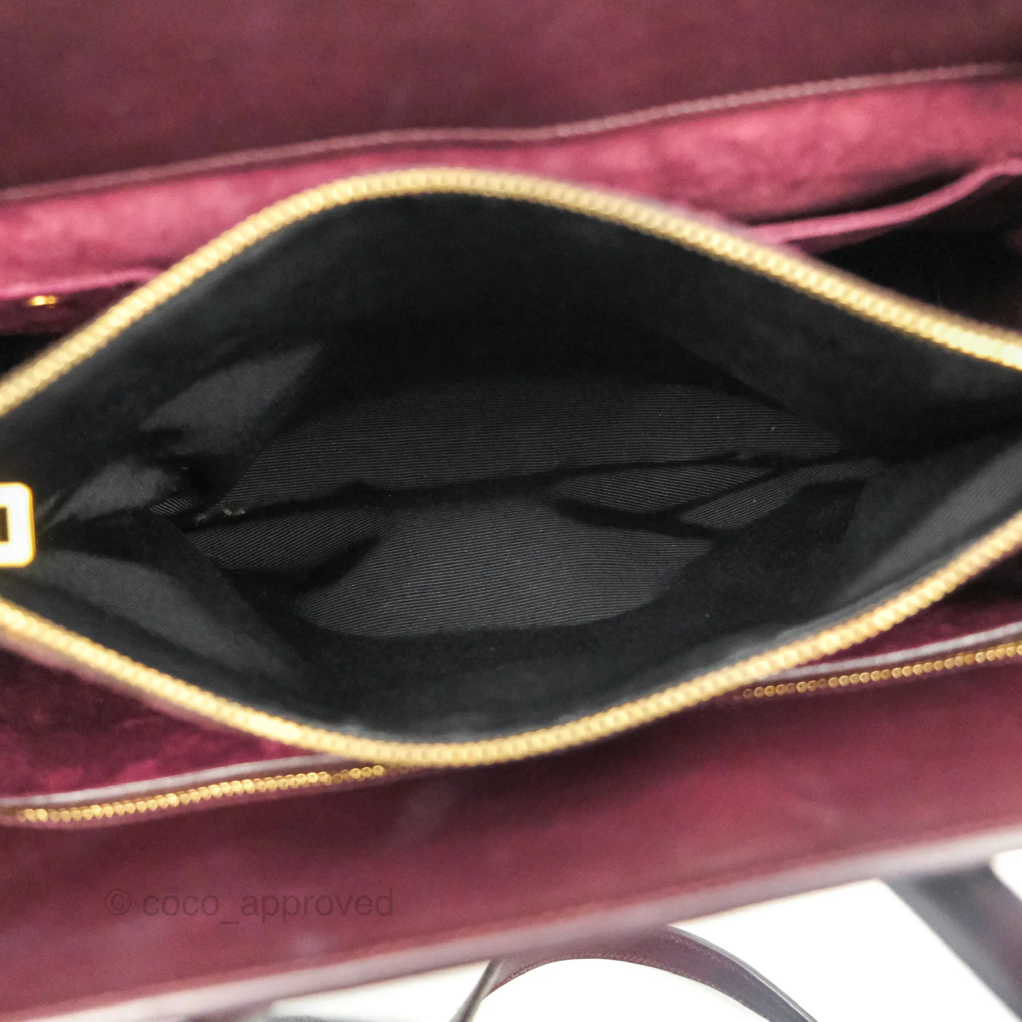 Saint Laurent Classic Sac De Jour Small Burgundy Smooth Calfskin Gold Hardware